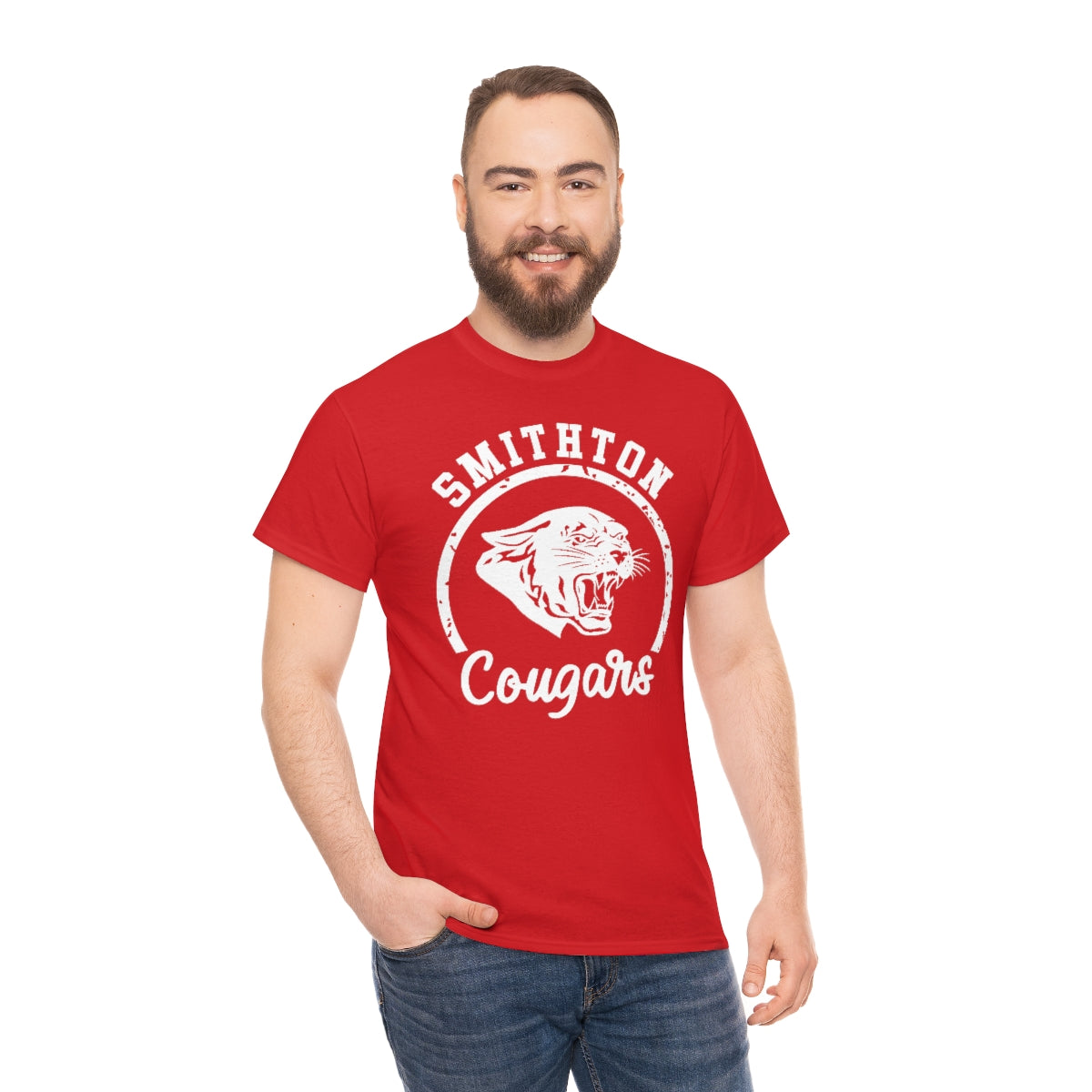 Smithton Cougars - White Imprint Unisex Heavy Cotton Tee