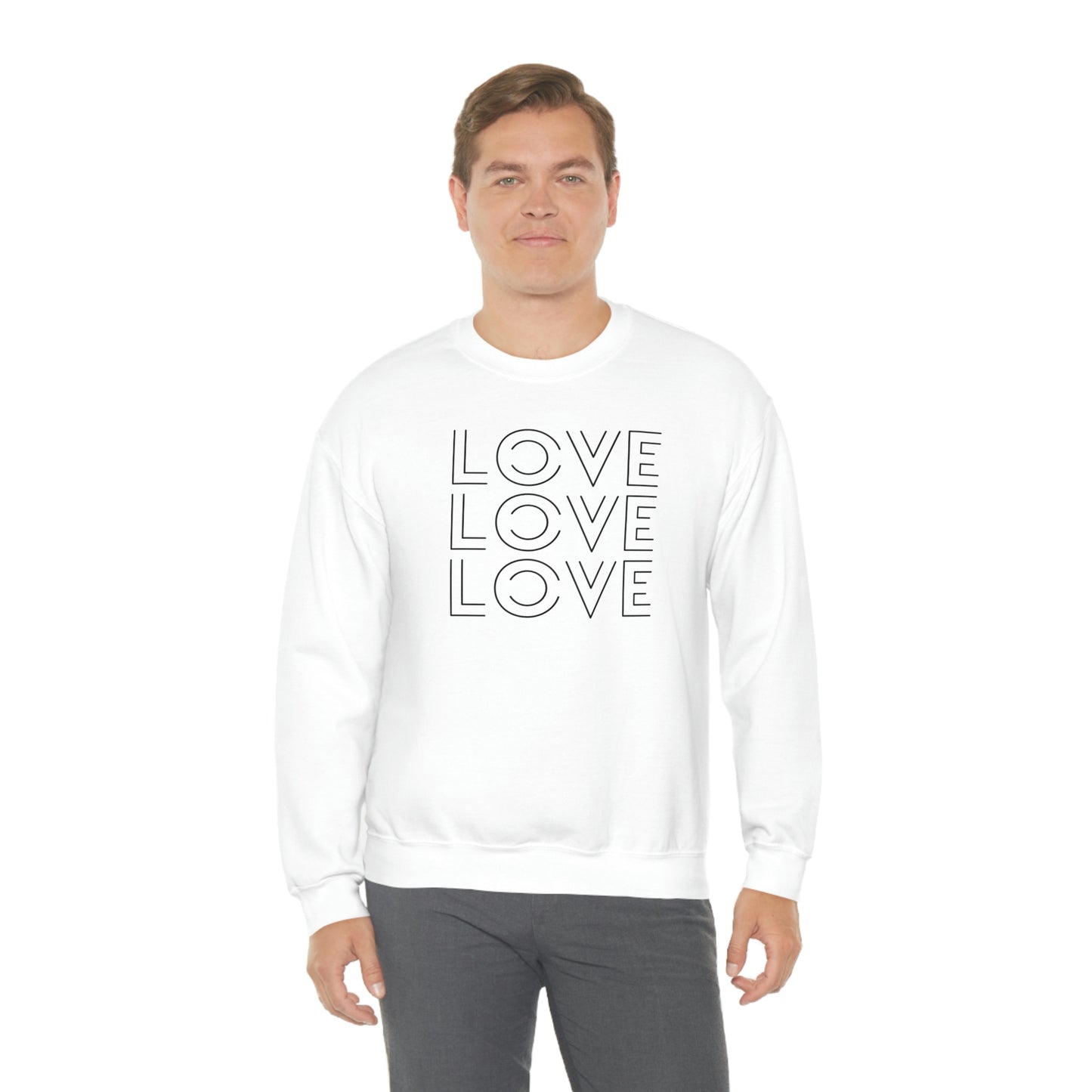 "Love Love Love" Black Print Unisex Heavy Blend™ Crewneck Sweatshirt