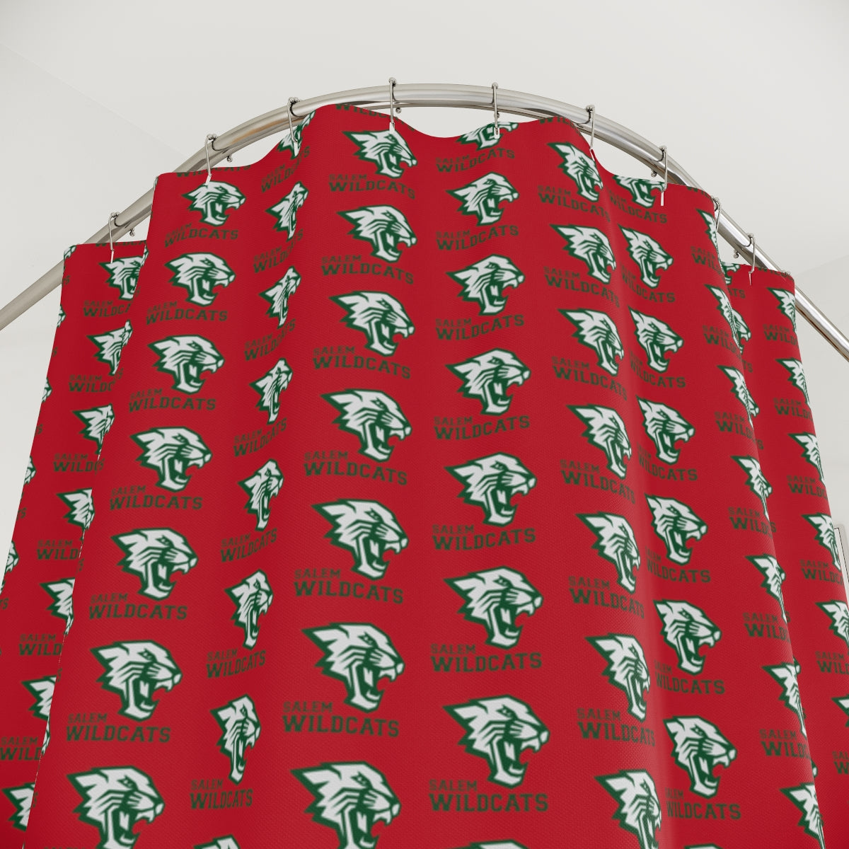 Red Salem Wildcats Pattern Polyester Shower Curtain