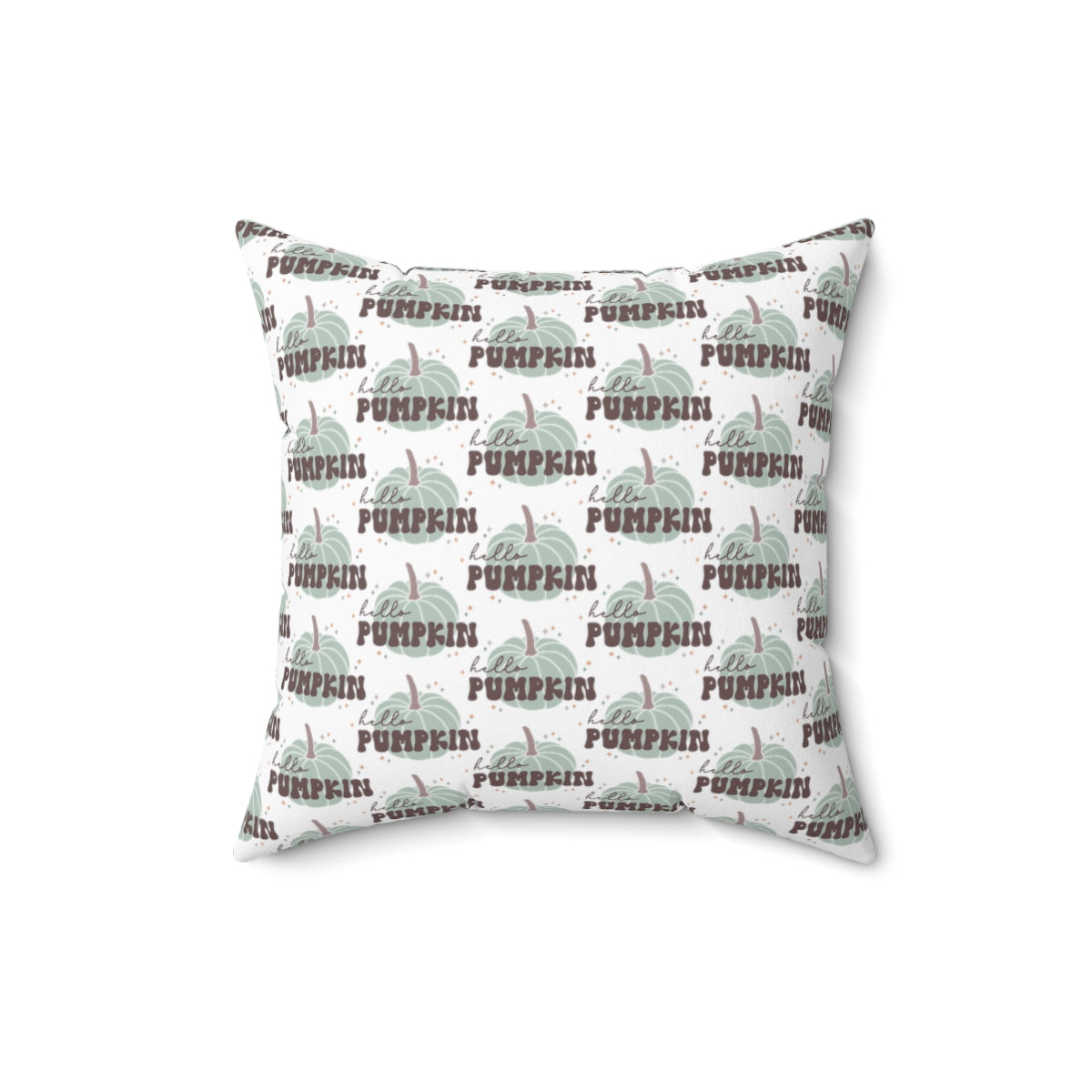 White Hello Pumpkin Spun Polyester Square Pillow