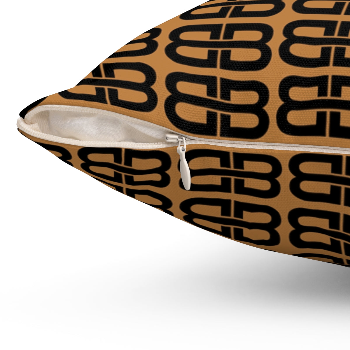 Light Brown Bhava Brand Pattern Square Pillow