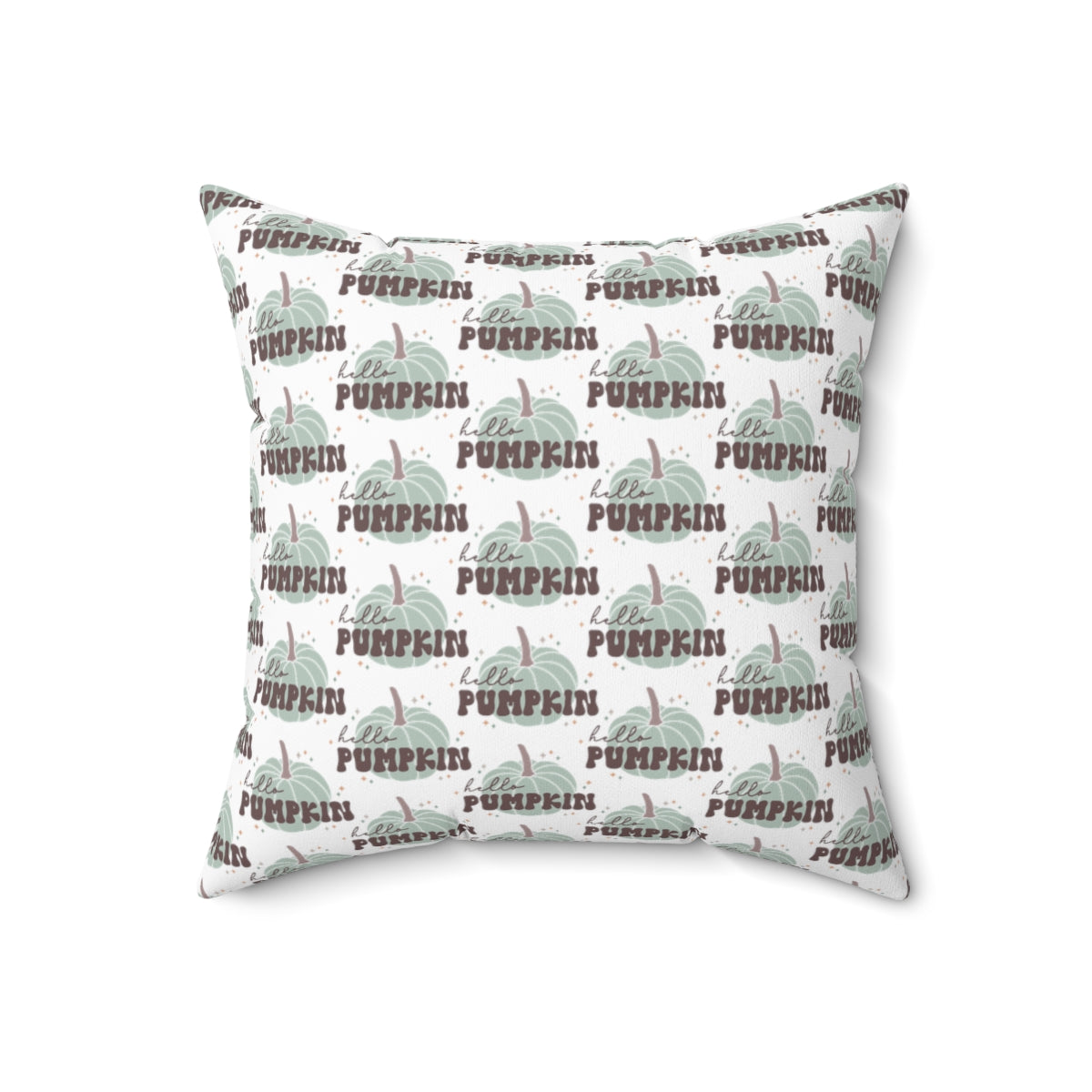White Hello Pumpkin Spun Polyester Square Pillow