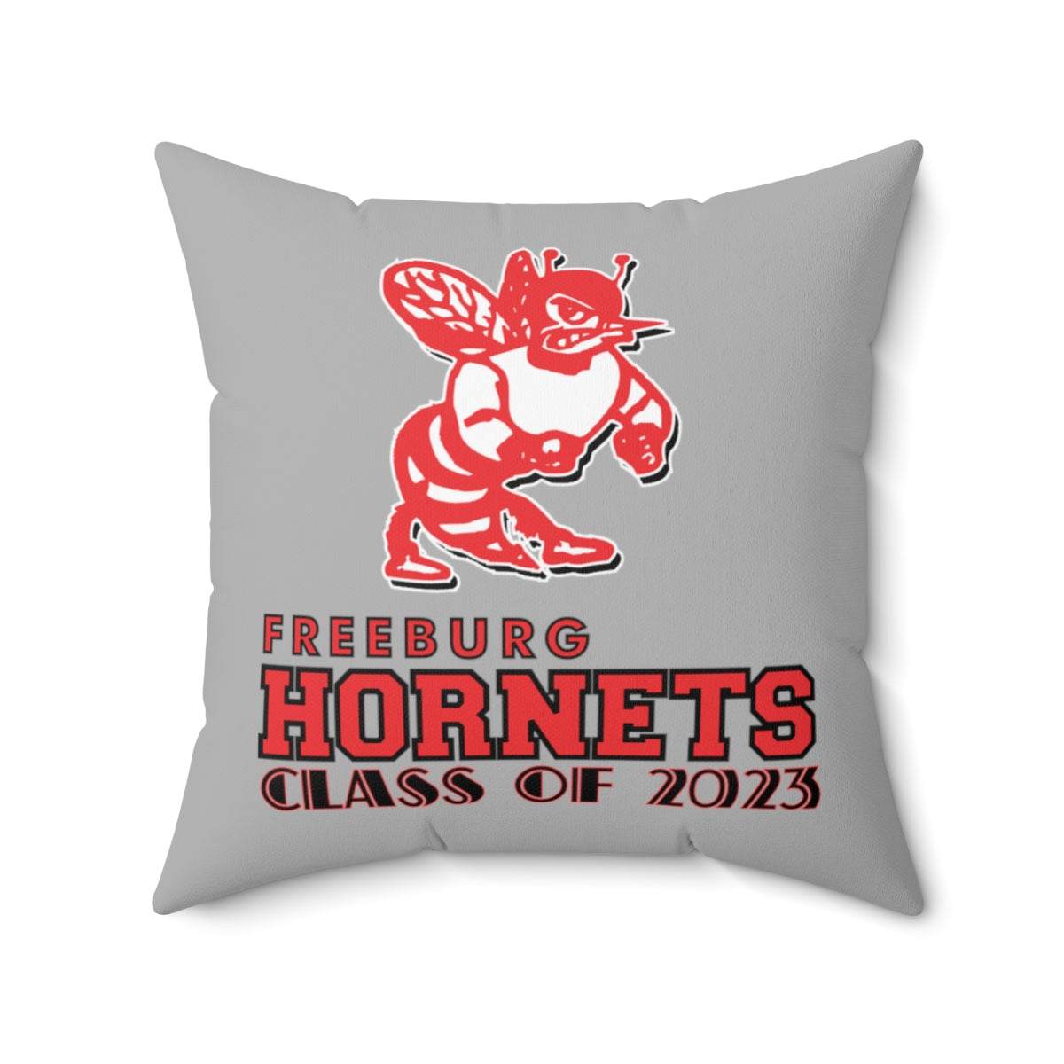 Gray Freeburg Hornet Class of 2023 Spun Polyester Square Pillow