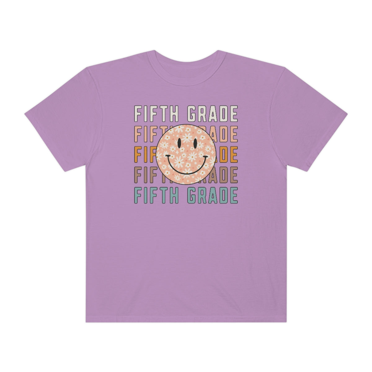 5th Grade Smiley Face Warm Colors Unisex Garment-Dyed PREMIUM T-shirt