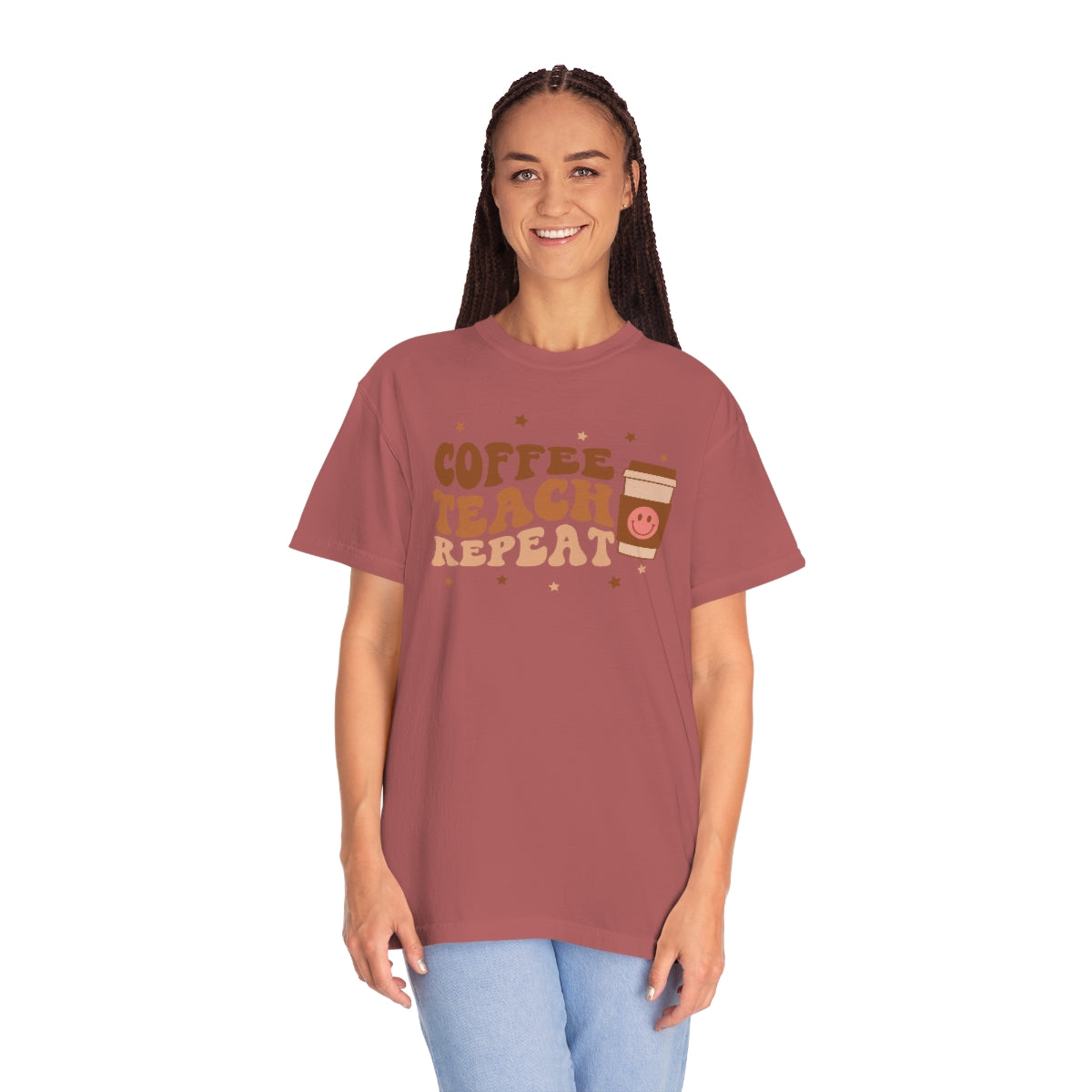 Coffee Teach Repeat Unisex Garment-Dyed Comfort Colors PREMIUM T-shirt