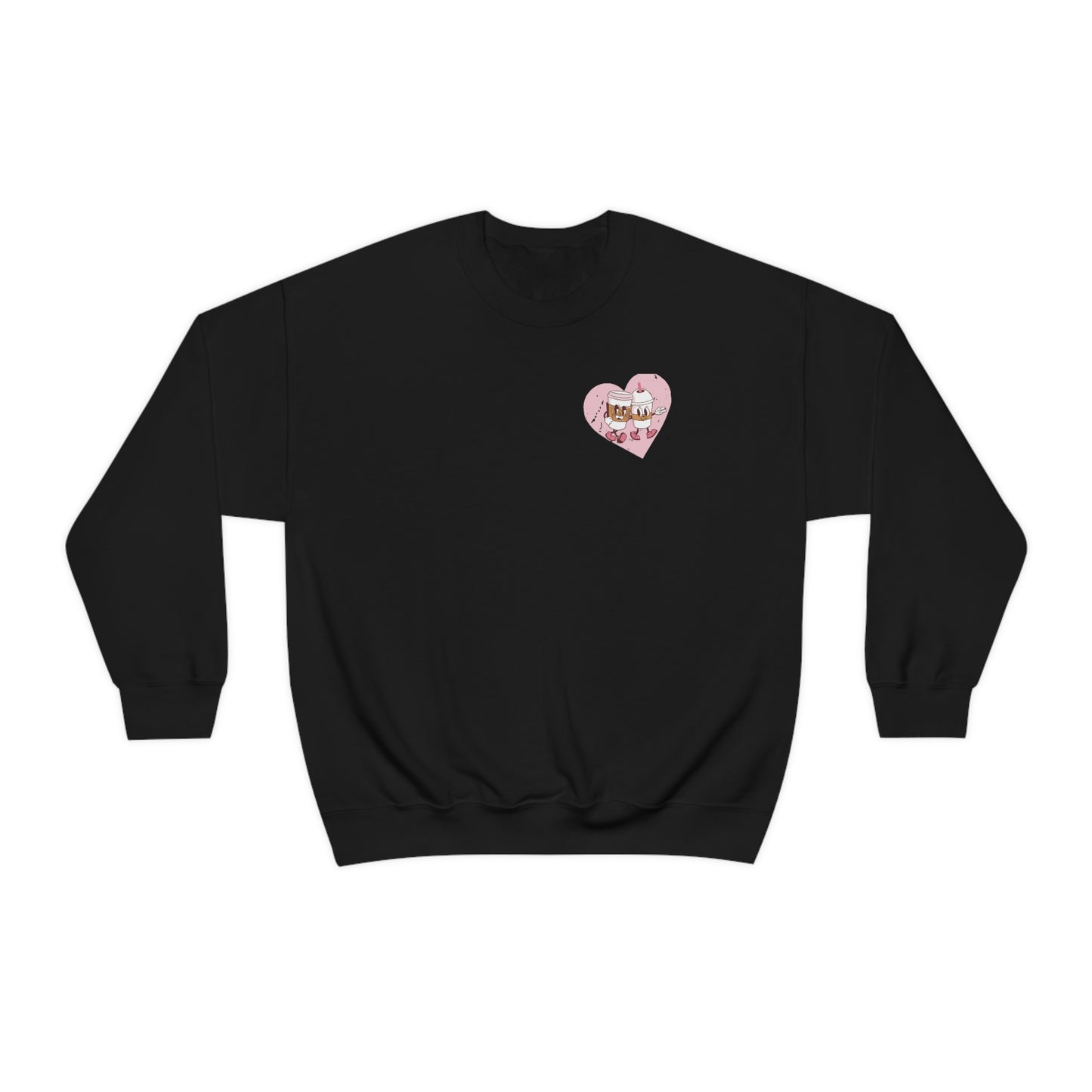 Front and Back Image "I love you a Latte!" Unisex Heavy Blend™ Crewneck Sweatshirt