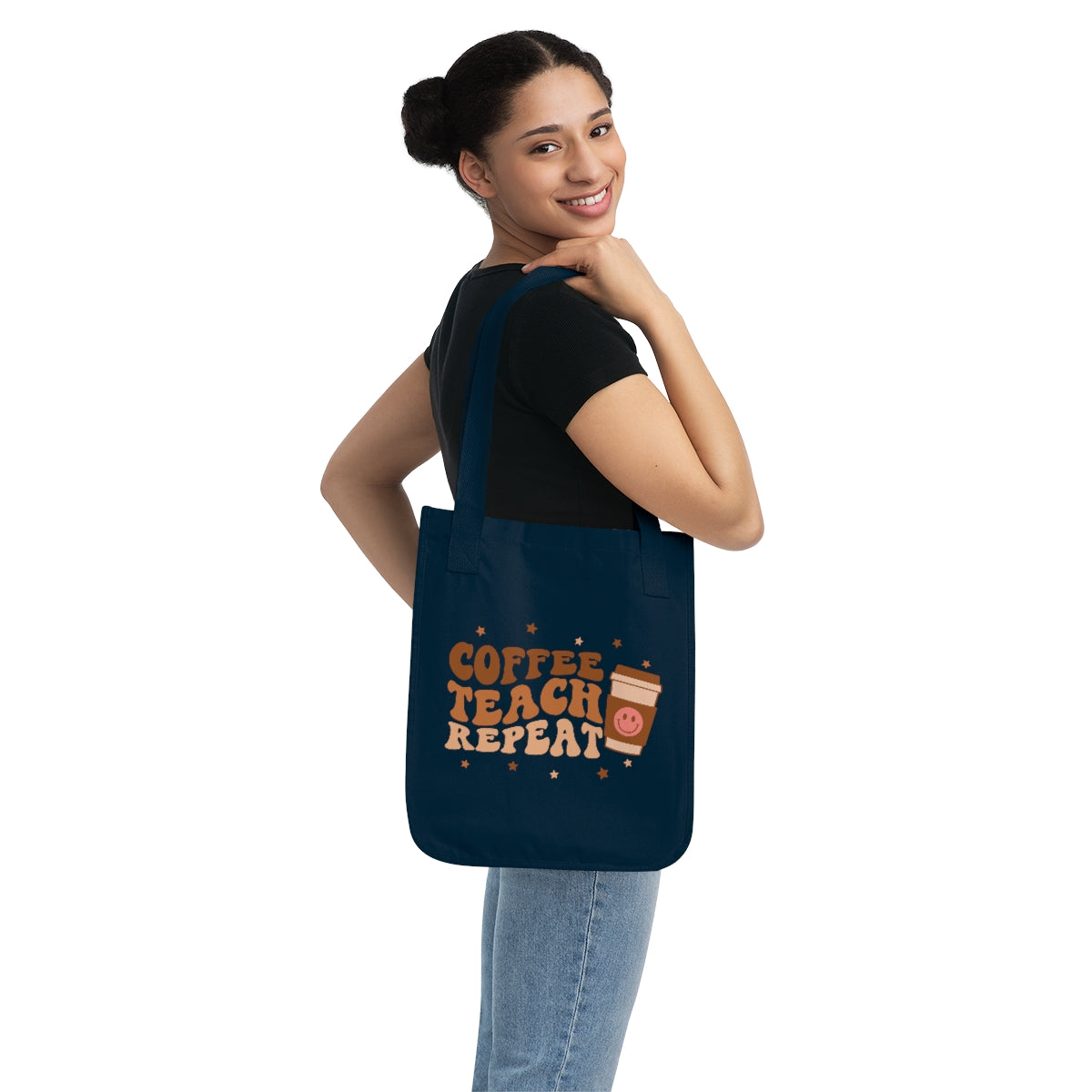 Coffee Teach Repeat Organic Canvas Tote Bag