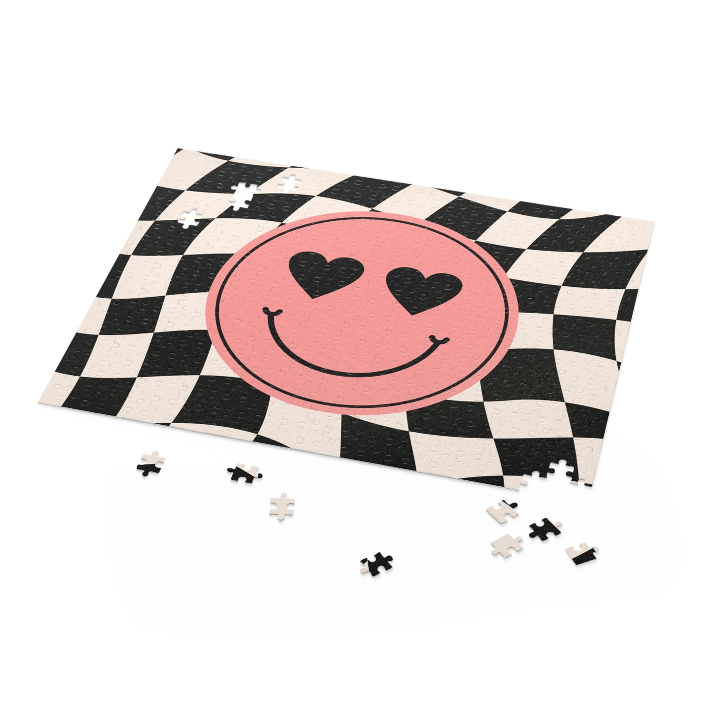Heart Smiley Face Checkered Puzzle (120, 252, 500-Piece)