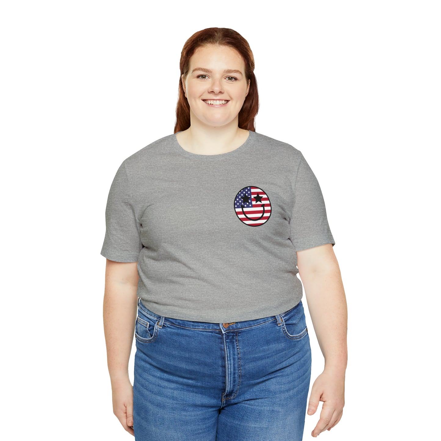 "Jesus Christ Stars and Stripes" (Front and Back Design) Unisex Jersey Short Sleeve Tee