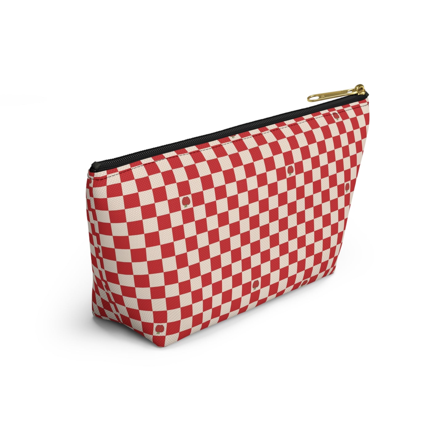 Rustic Apple Red Checkered Print Design Accessory Pouch w T-bottom