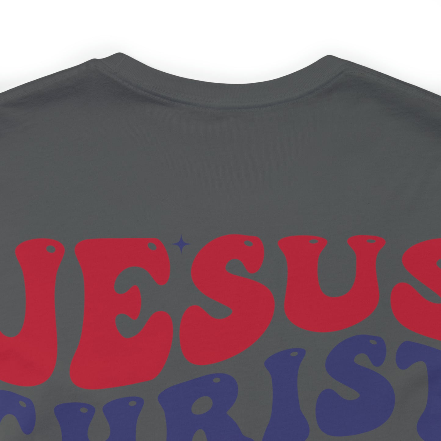 "Jesus Christ Stars and Stripes" (Front and Back Design) Unisex Jersey Short Sleeve Tee