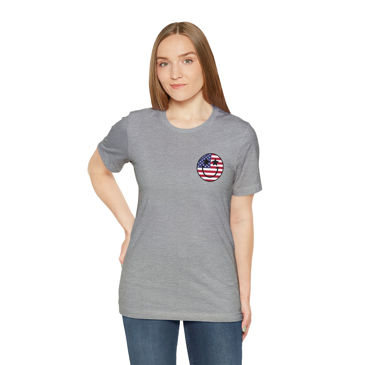 "Jesus Christ Stars and Stripes" (Front and Back Design) Unisex Jersey Short Sleeve Tee