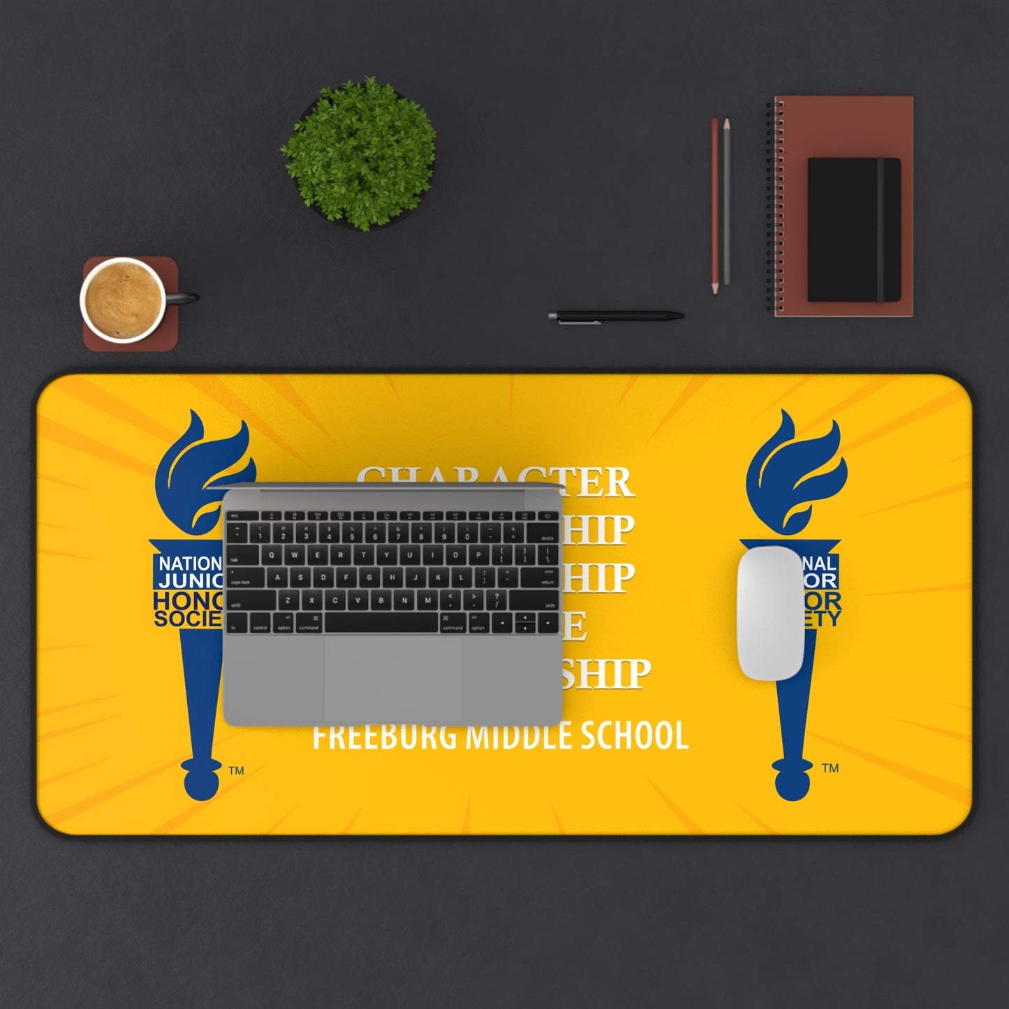 NJHS Blue Torch Words Pattern Desk Mat