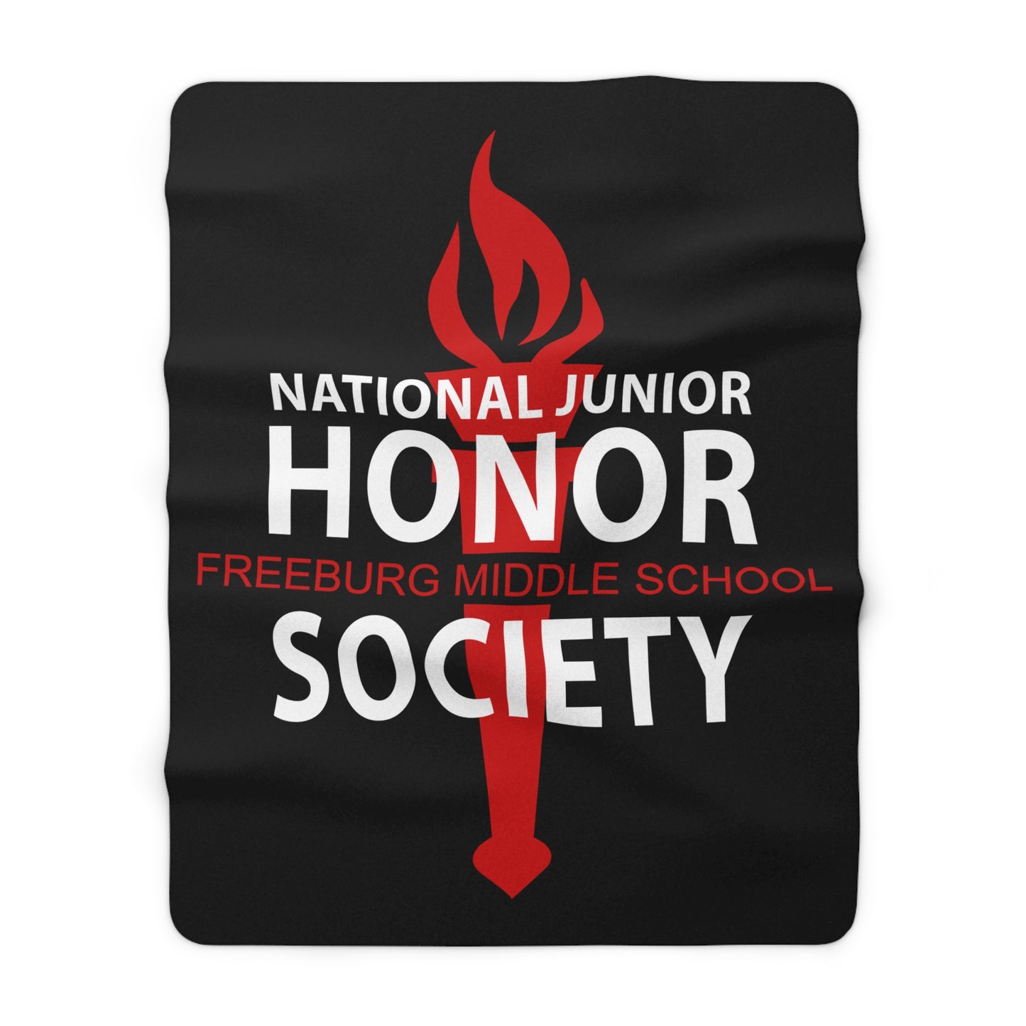 NJHS Torch Red Print Sherpa Fleece Blanket - Slate Blue