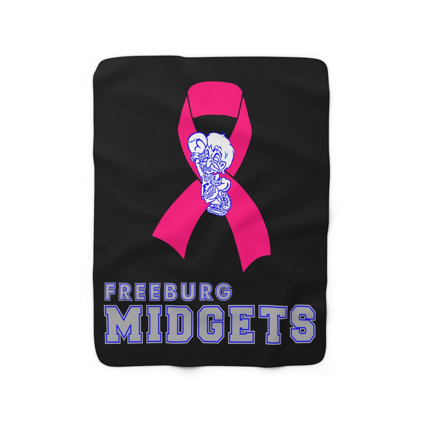 Black Freeburg Midgets Pink Ribbon Logo Sherpa Fleece Blanket