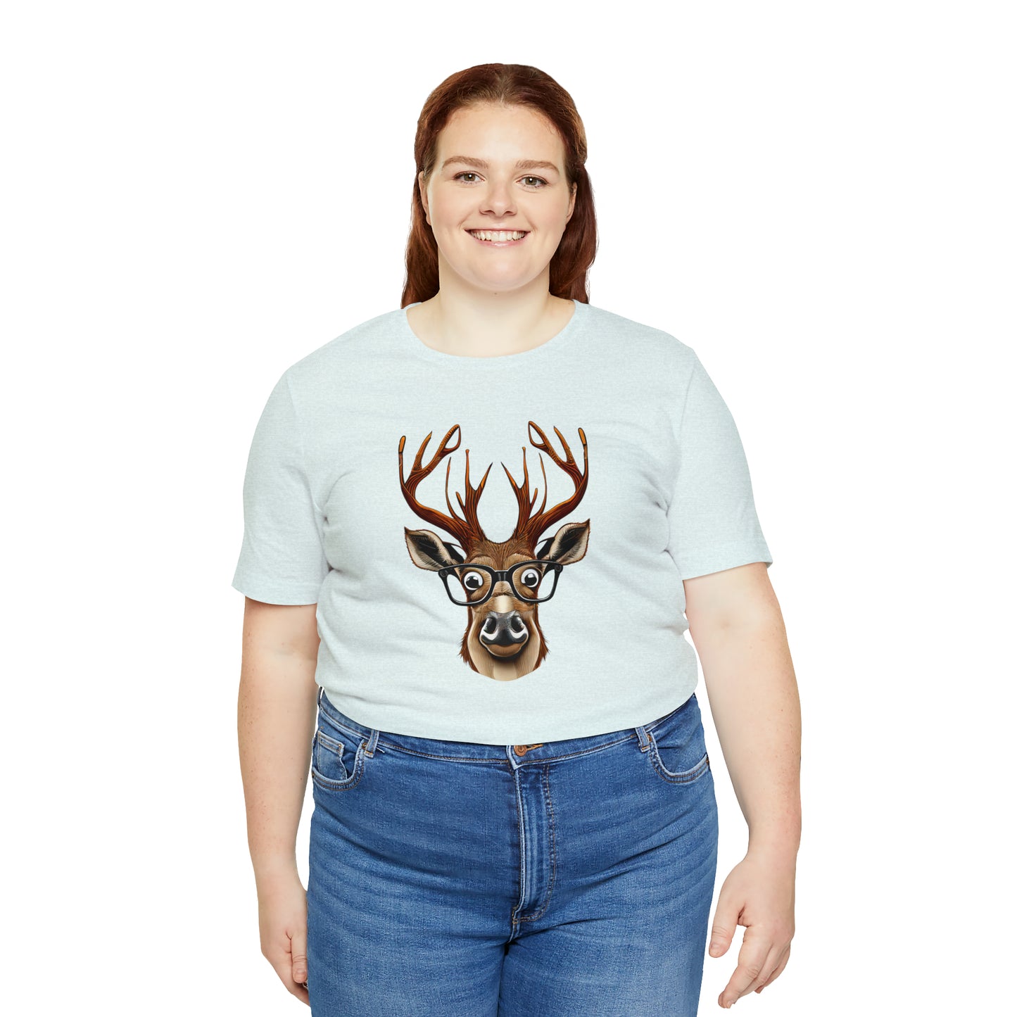 Deer/ Reindeer with Glasses Country and Christmas Unisex Jersey Short Sleeve Tee