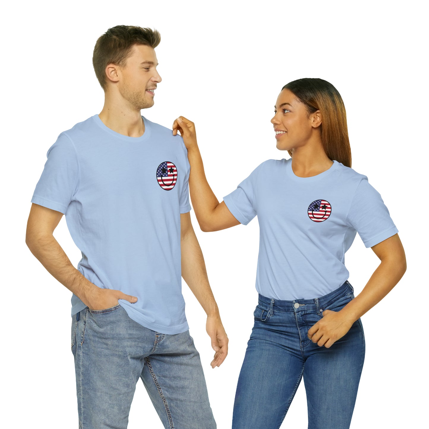 "Jesus Christ Stars and Stripes" (Front and Back Design) Unisex Jersey Short Sleeve Tee