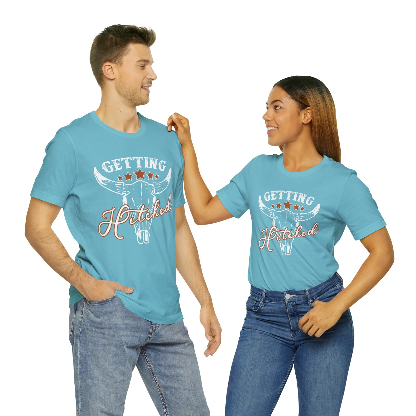 Vintage Getting Hitched Bride/ Groom T-Shirt - White Design