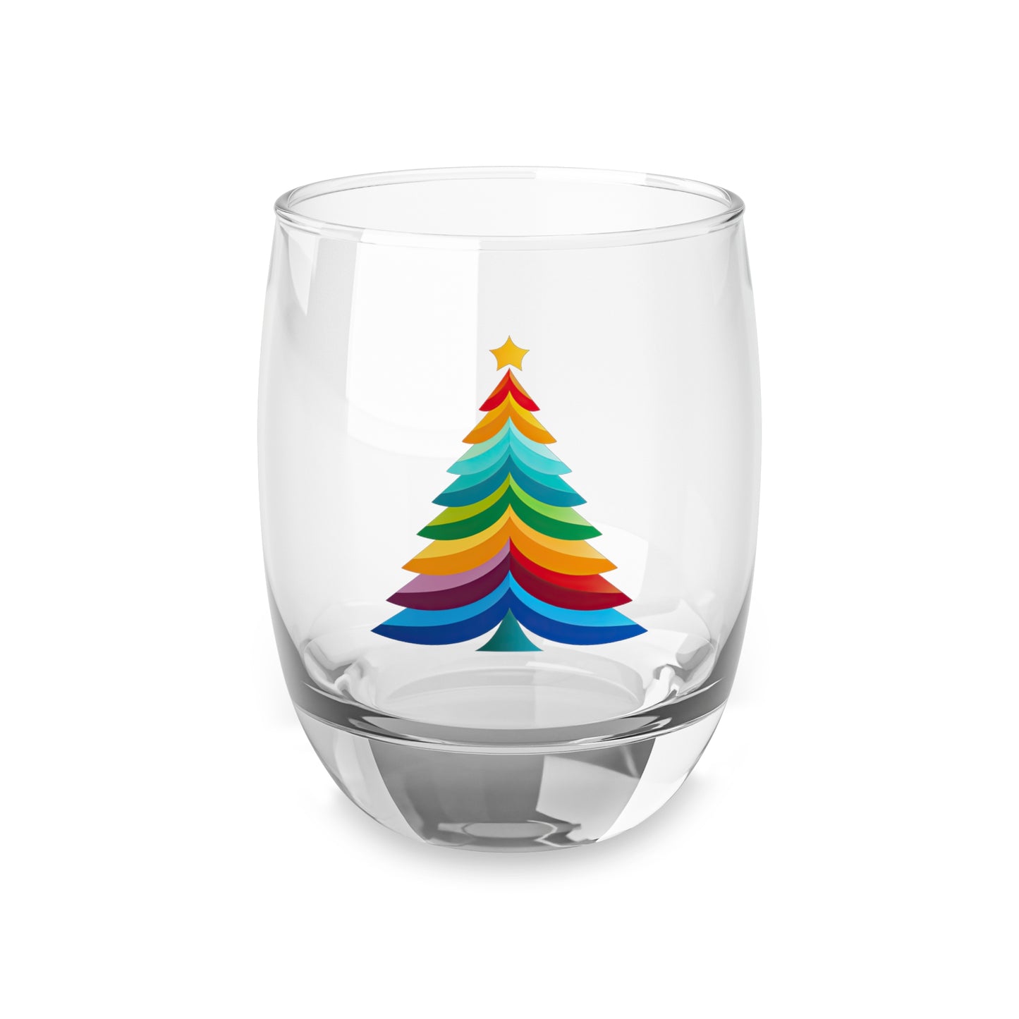 Layered Rainbow Christmas Tree Whiskey Glass