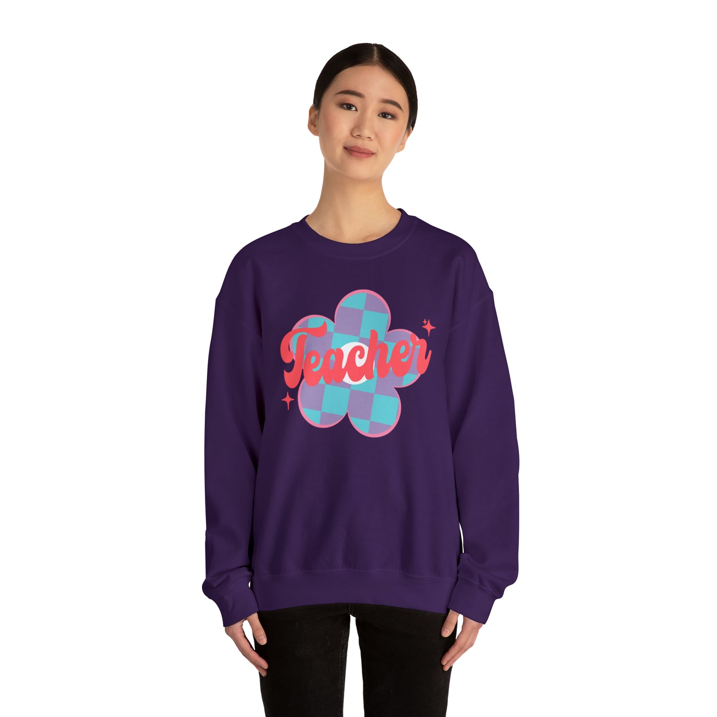 Plaid Daisy Teacher Heavy Blend™ Crewneck Sweatshirt