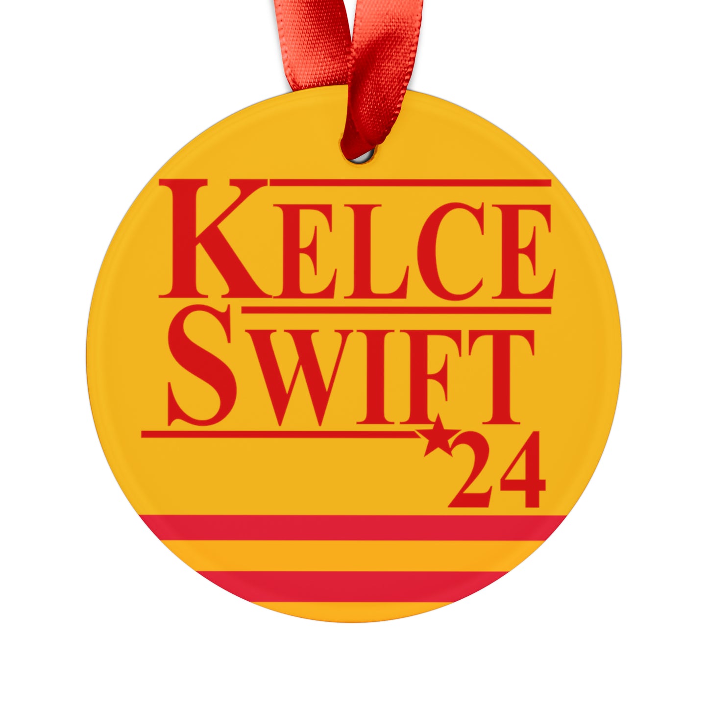 Kelce Swift 24 Ornament with Ribbon - Yellow