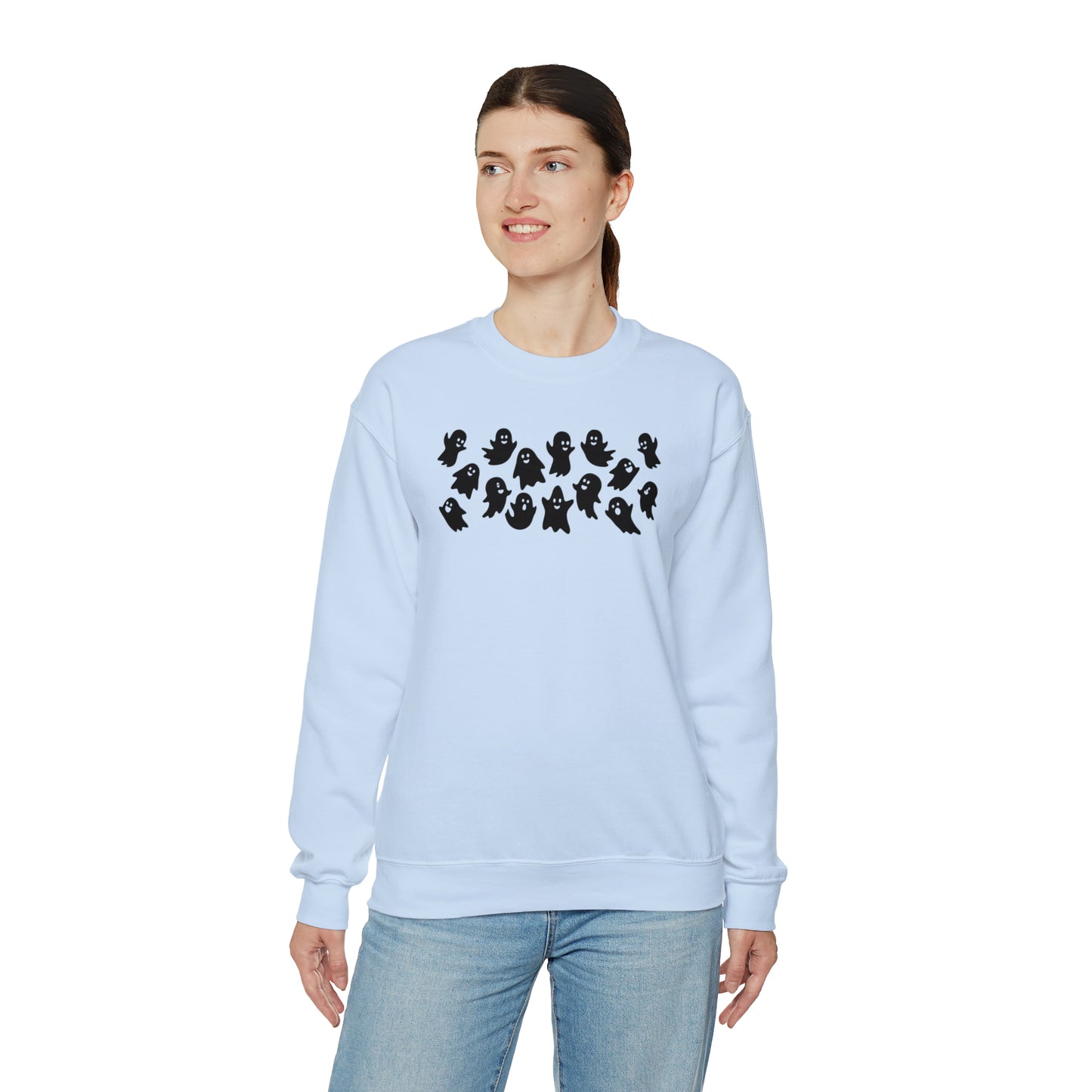 Ghost Family Fall Halloween Retro Warm Colored  Unisex Heavy Blend™ Crewneck Sweatshirt