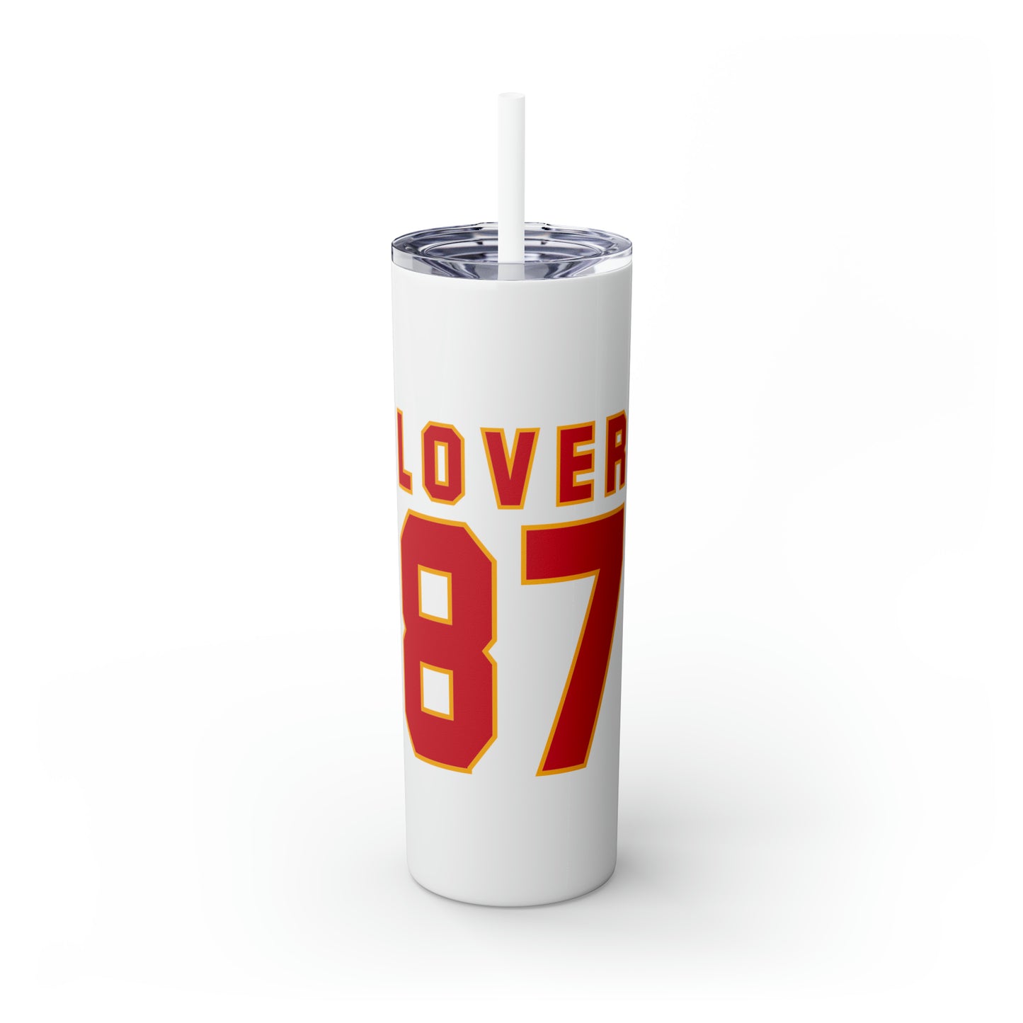 Lover 87 Swift and Kelce Valentine's Skinny Tumbler with Straw, 20oz