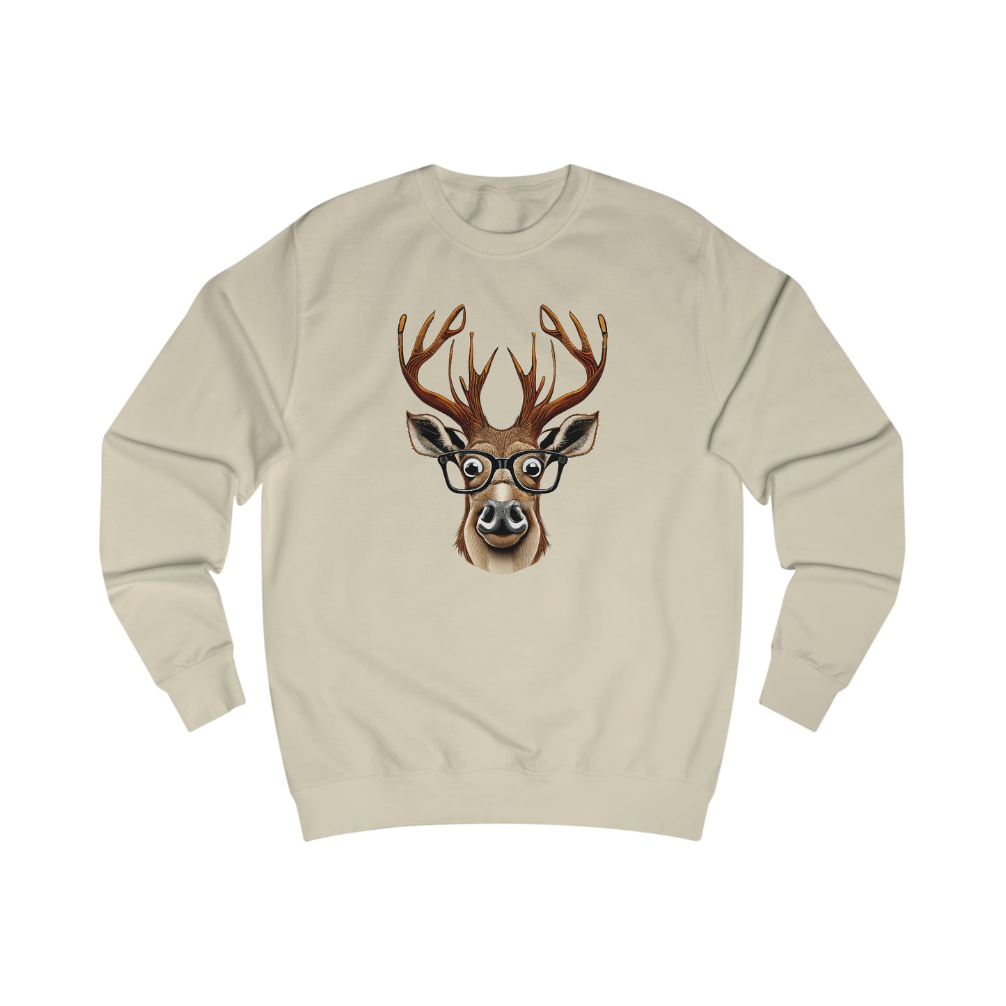 Deer / Reindeer Head with Glasses Christmas/ Hunting Season Unisex Heavy Blend™ Crewneck Sweatshirt - Red Print