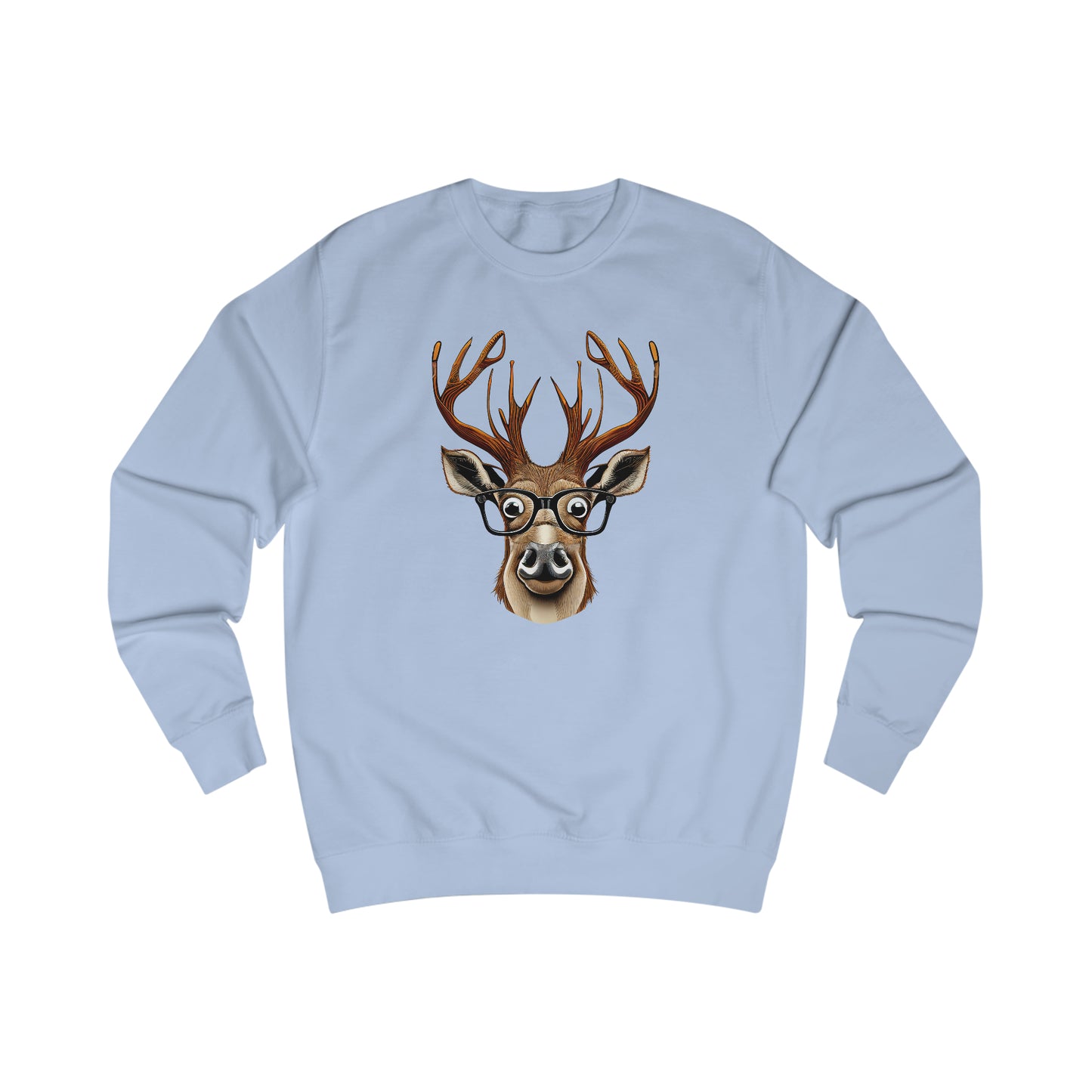 Deer / Reindeer Head with Glasses Christmas/ Hunting Season Unisex Heavy Blend™ Crewneck Sweatshirt - Red Print