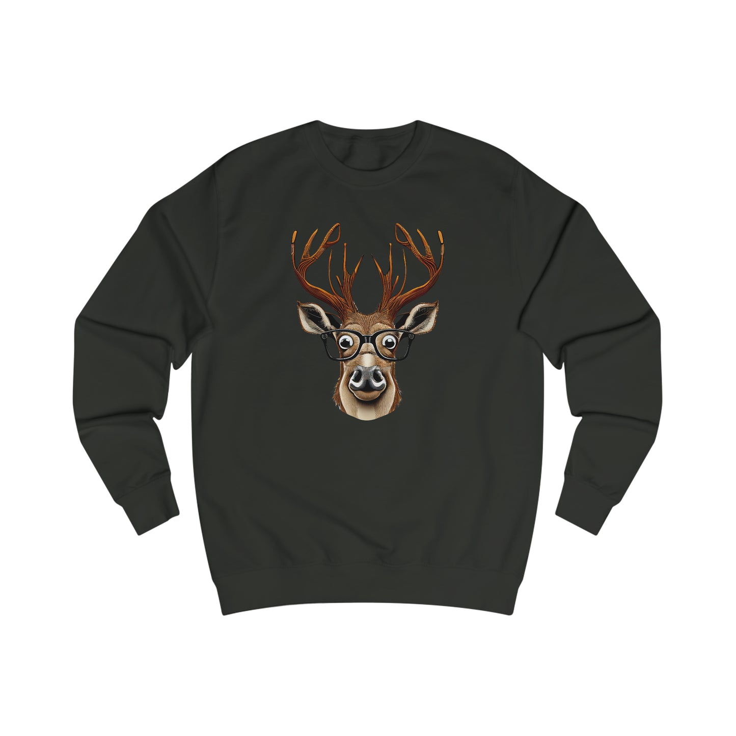 Deer / Reindeer Head with Glasses Christmas/ Hunting Season Unisex Heavy Blend™ Crewneck Sweatshirt - Red Print