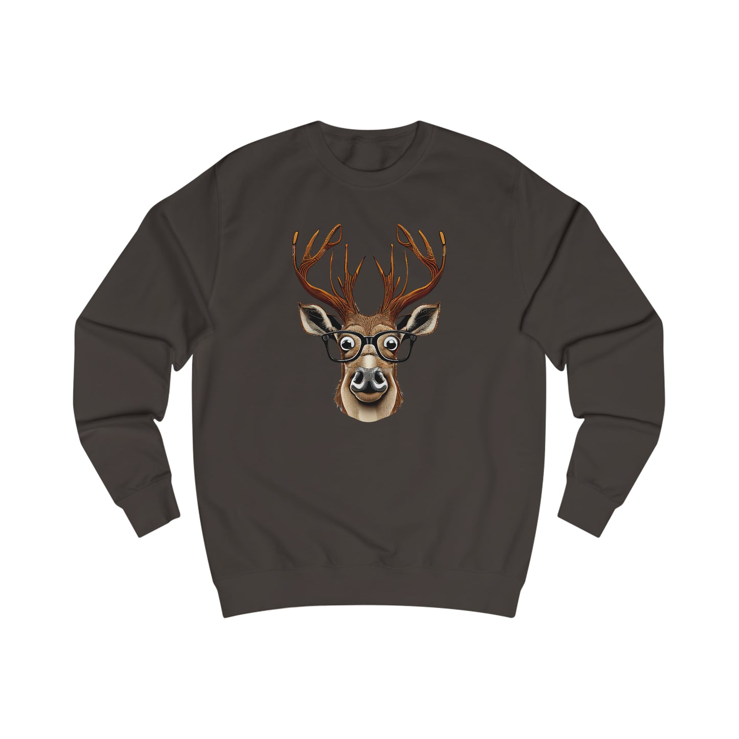 Deer / Reindeer Head with Glasses Christmas/ Hunting Season Unisex Heavy Blend™ Crewneck Sweatshirt - Red Print