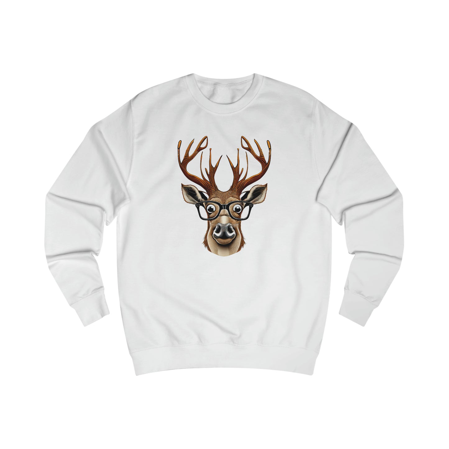 Deer / Reindeer Head with Glasses Christmas/ Hunting Season Unisex Heavy Blend™ Crewneck Sweatshirt - Red Print