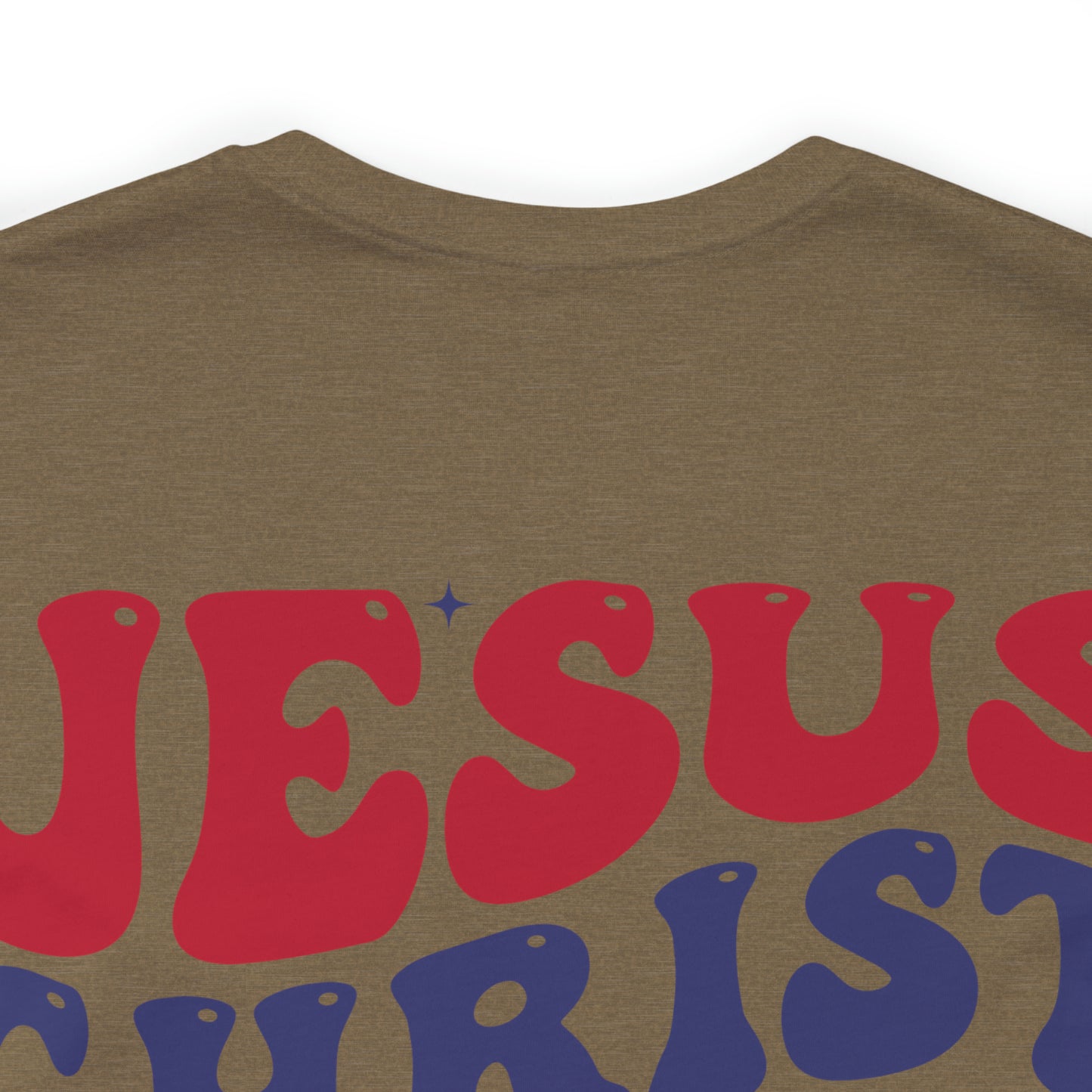 "Jesus Christ Stars and Stripes" (Front and Back Design) Unisex Jersey Short Sleeve Tee