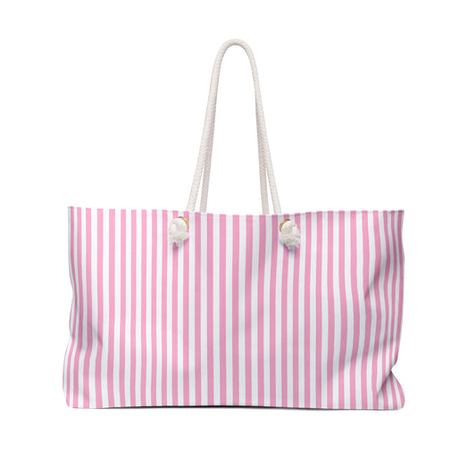 Pink Striped Weekender Bag