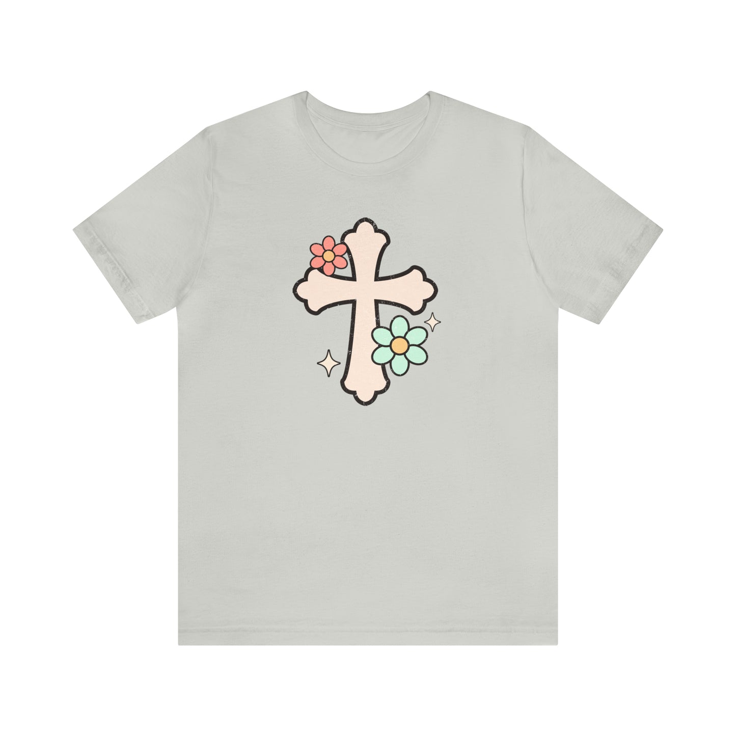 Vintage Floral Boho Cross T-Shirt