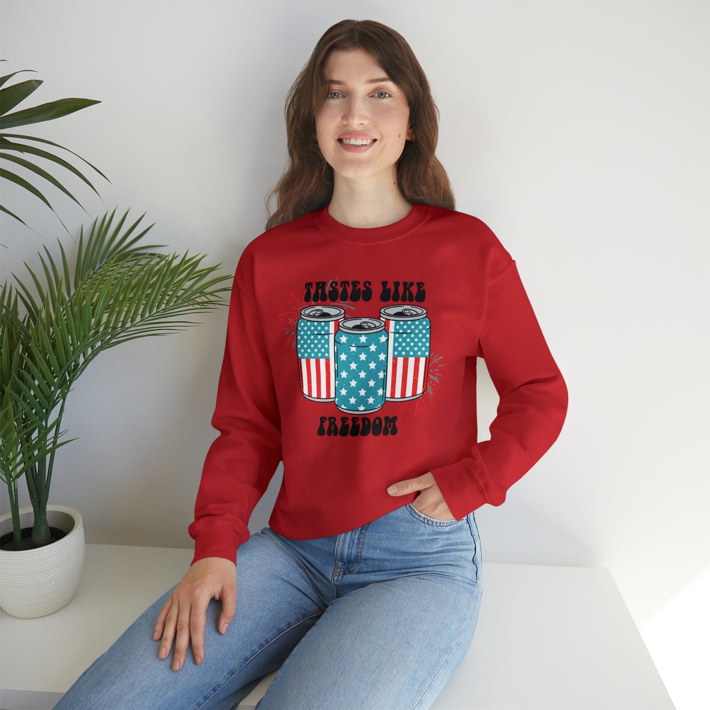 USA America Tastes Like Freedom Party Can Heavy Blend™ Crewneck Sweatshirt