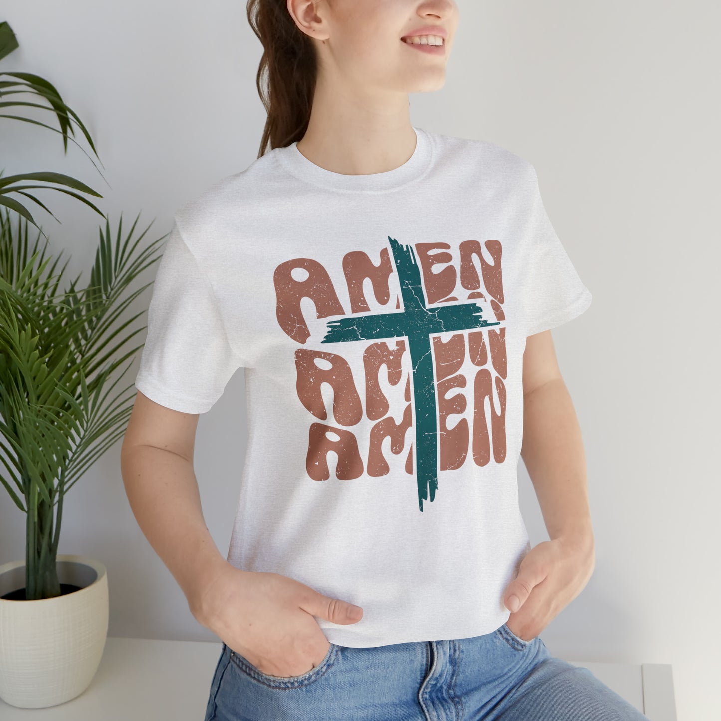 Amen Amen Amen with Cross Boho Color T-Shirt