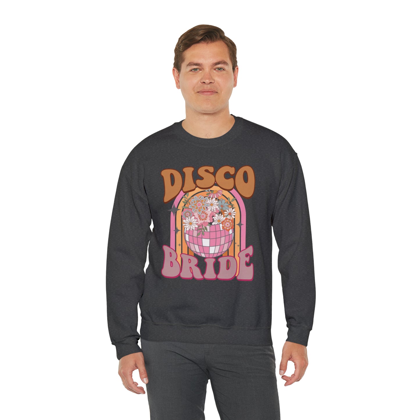 Retro Disco Bride Mirror Ball Bride Unisex Heavy Blend™ Crewneck Sweatshirt