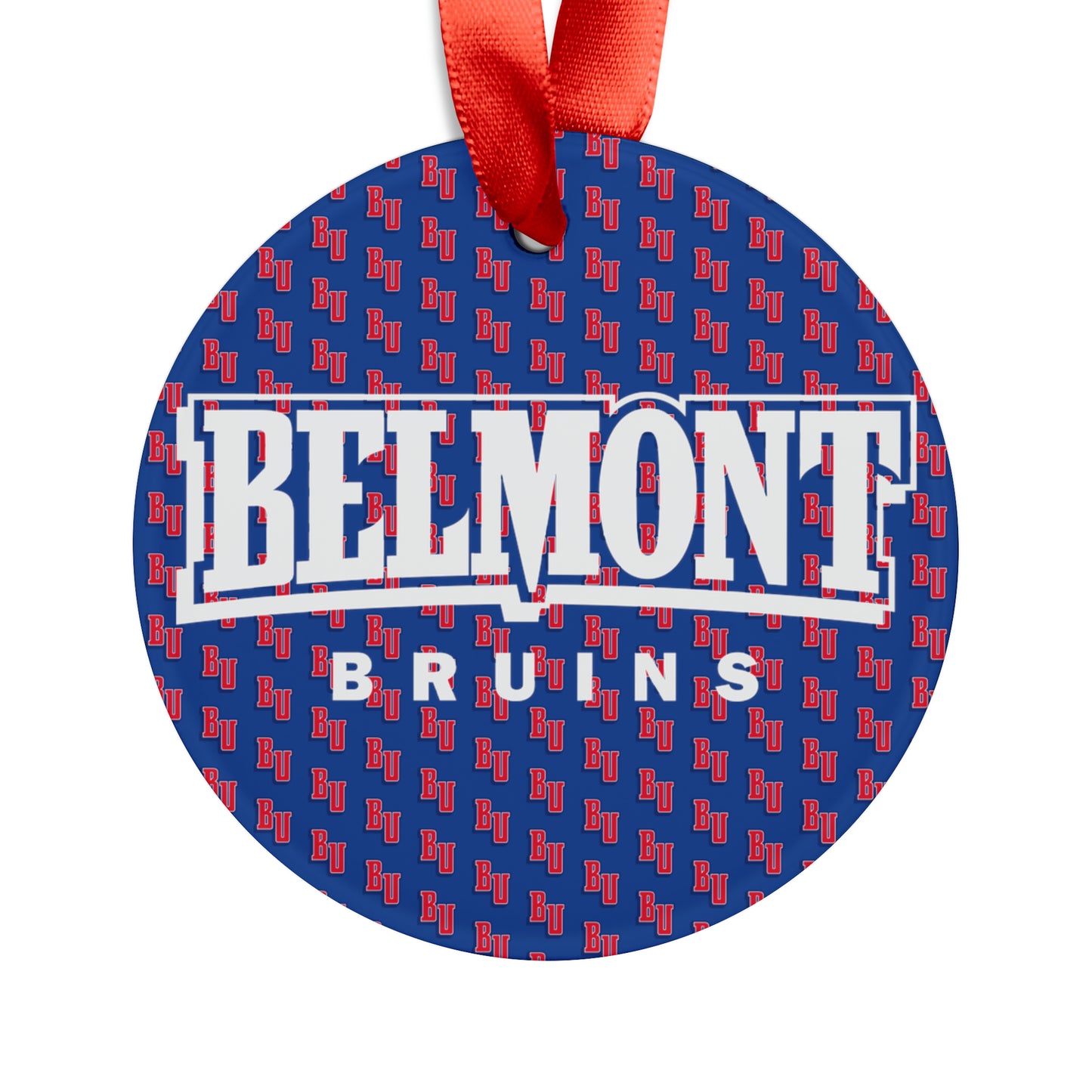 Belmont Bruins White Logo Ornament with Ribbon