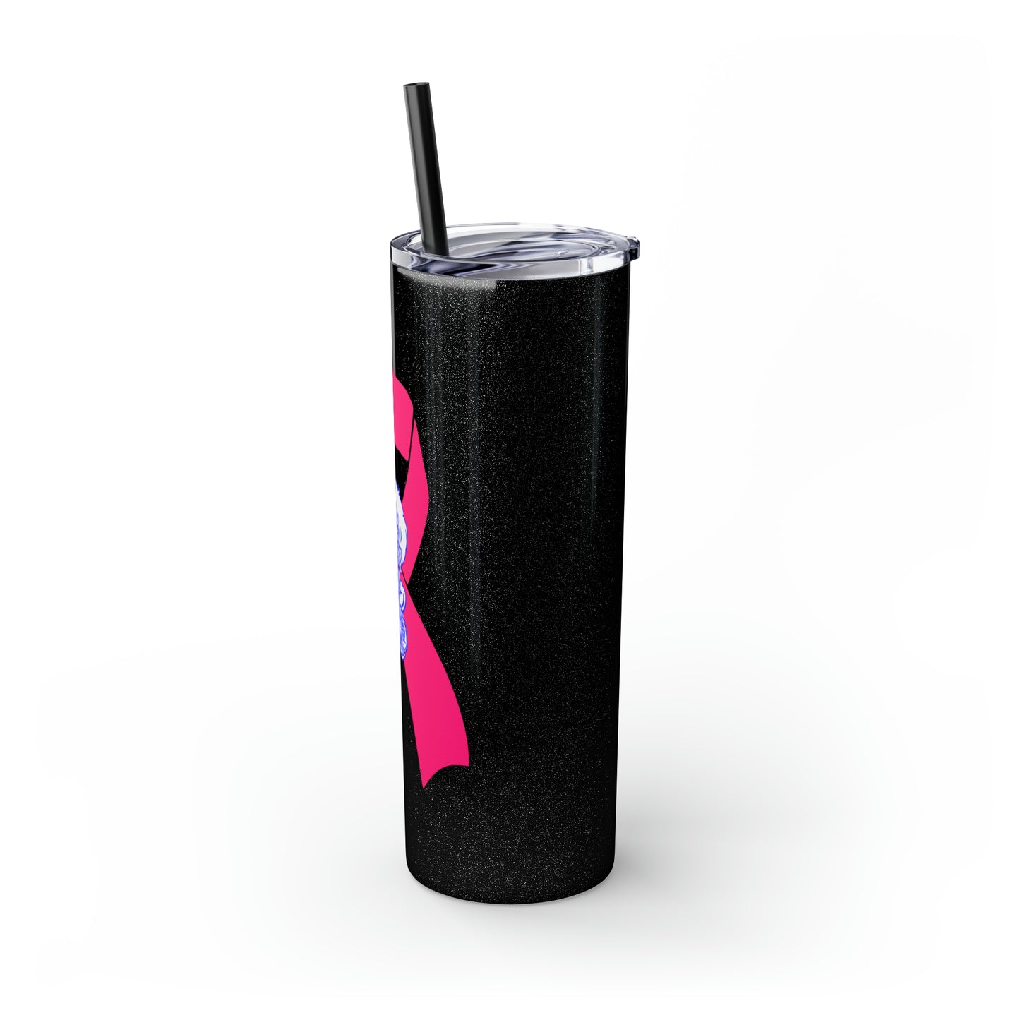 Freeburg Midgets Breast Cancer Awareness Pink Ribbon Skinny Tumbler with Pick your Color Straw, 20oz