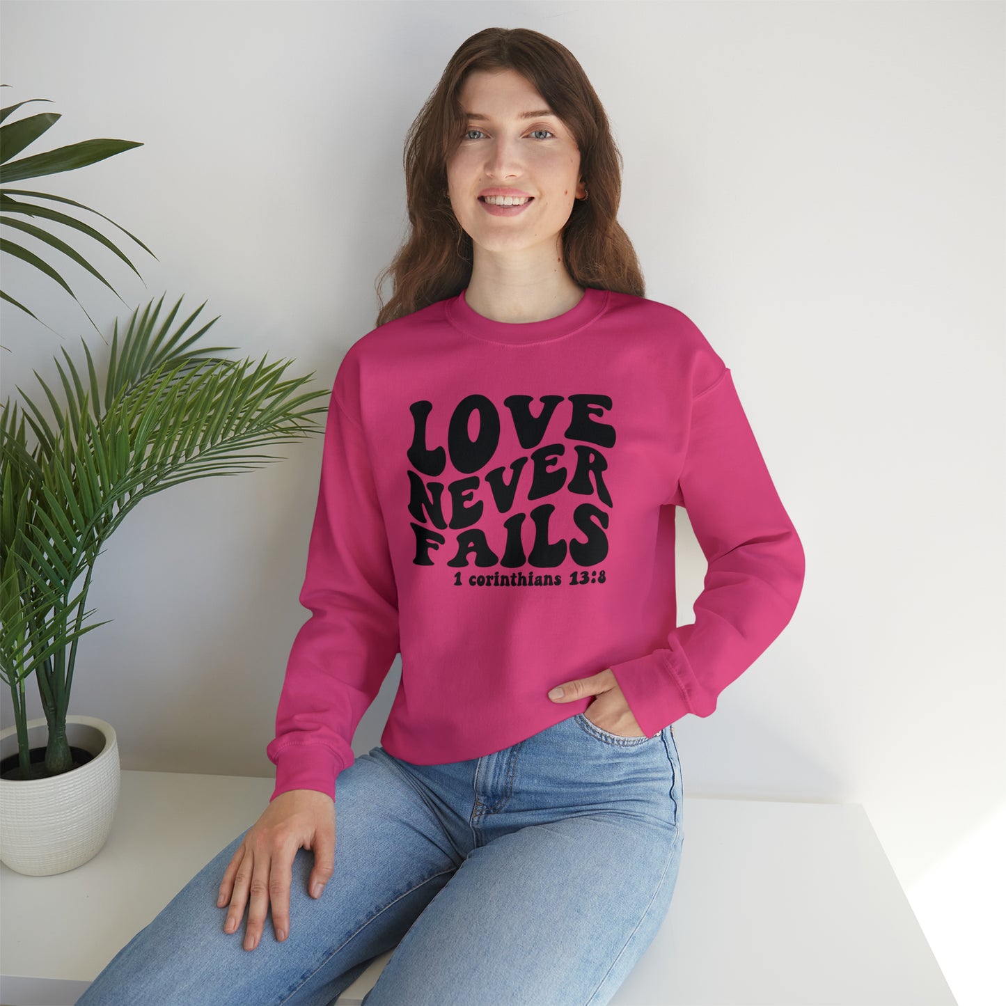 Love Never Fails Black Logo Unisex Heavy Blend™ Crewneck Sweatshirt