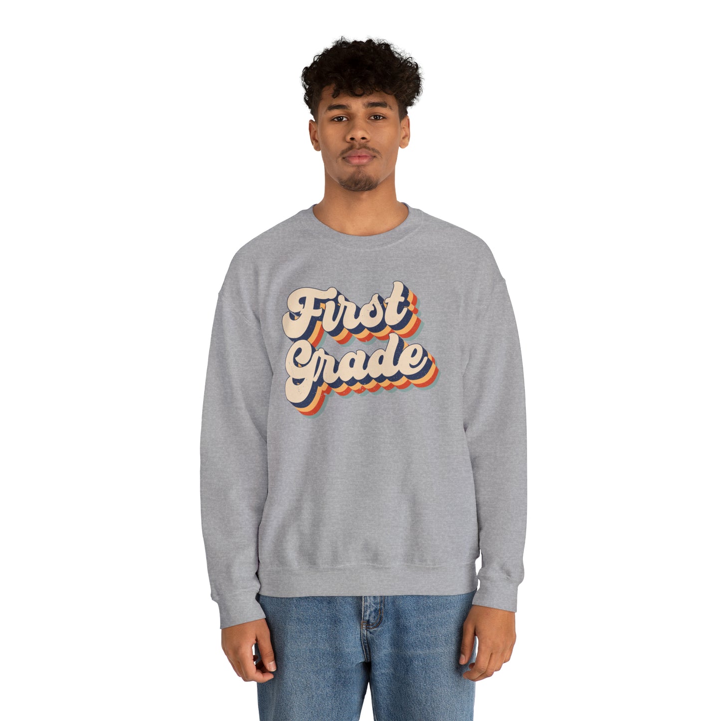 Retro 1st Grade Unisex Heavy Blend™ Crewneck Sweatshirt