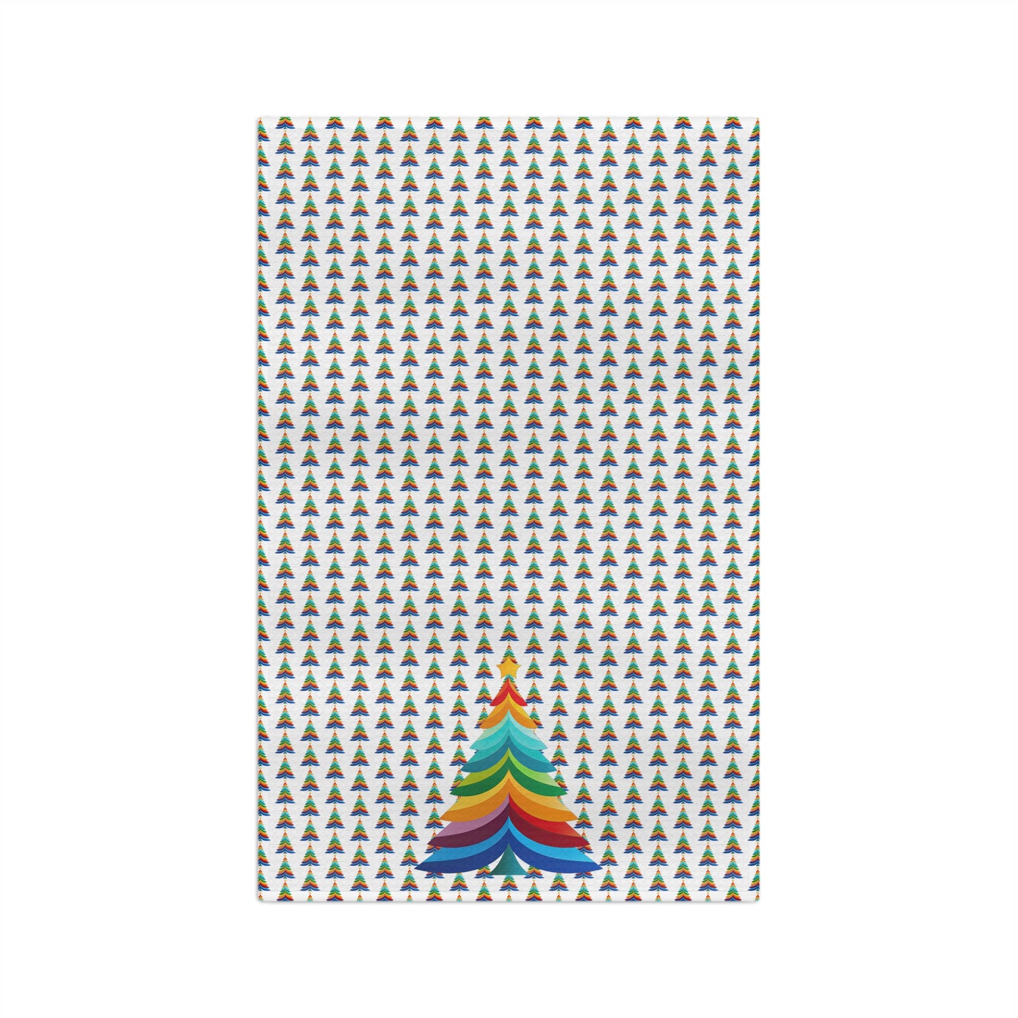 Layered Rainbow Christmas Tree Christmas/ Holiday Soft Tea Towel