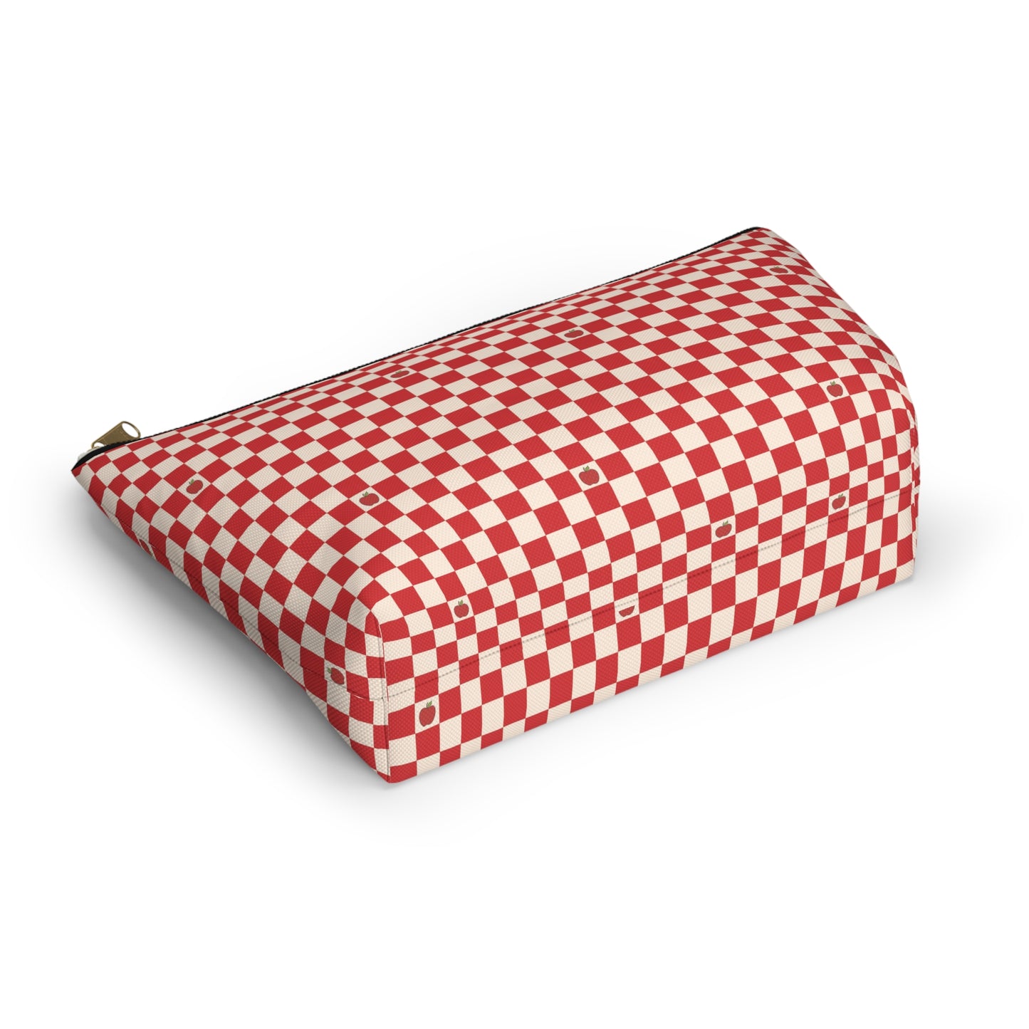 Rustic Apple Red Checkered Print Design Accessory Pouch w T-bottom