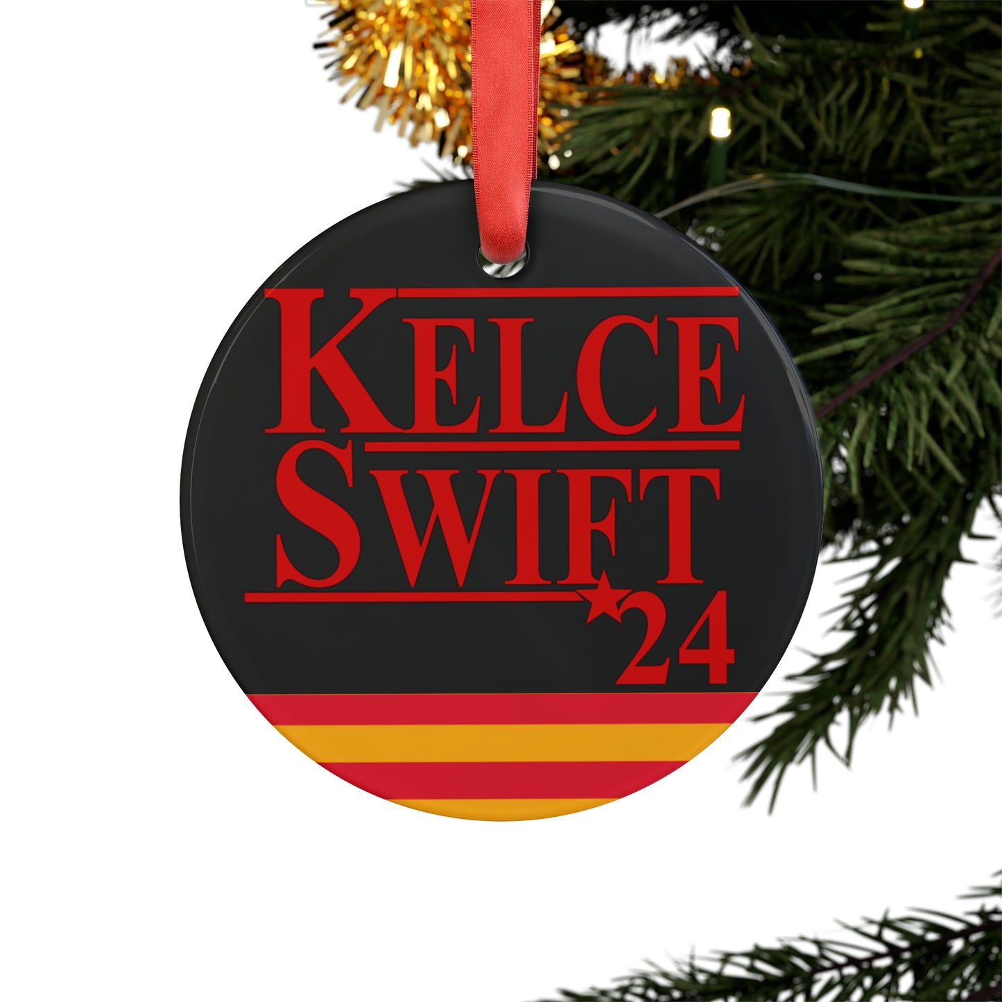 Kelce Swift 24 Ornament with Ribbon - Black