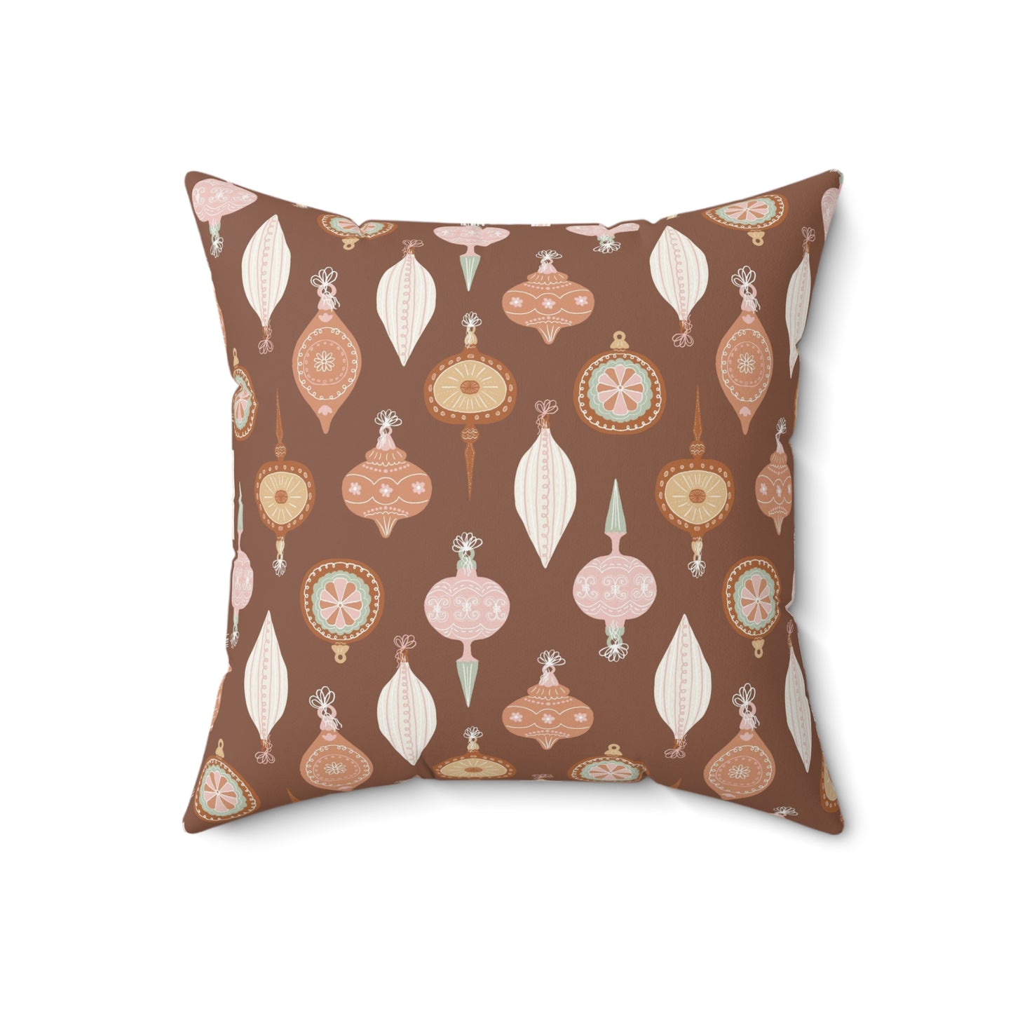 Boho Brown Christmas Ornaments/ Holiday Polyester Square Pillow