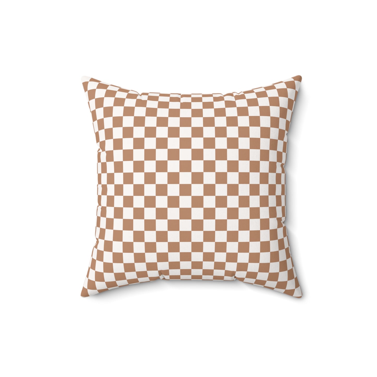 Santa's Hot Chocolate Brown Checkerboard Christmas/ Holiday Polyester Square Pillow