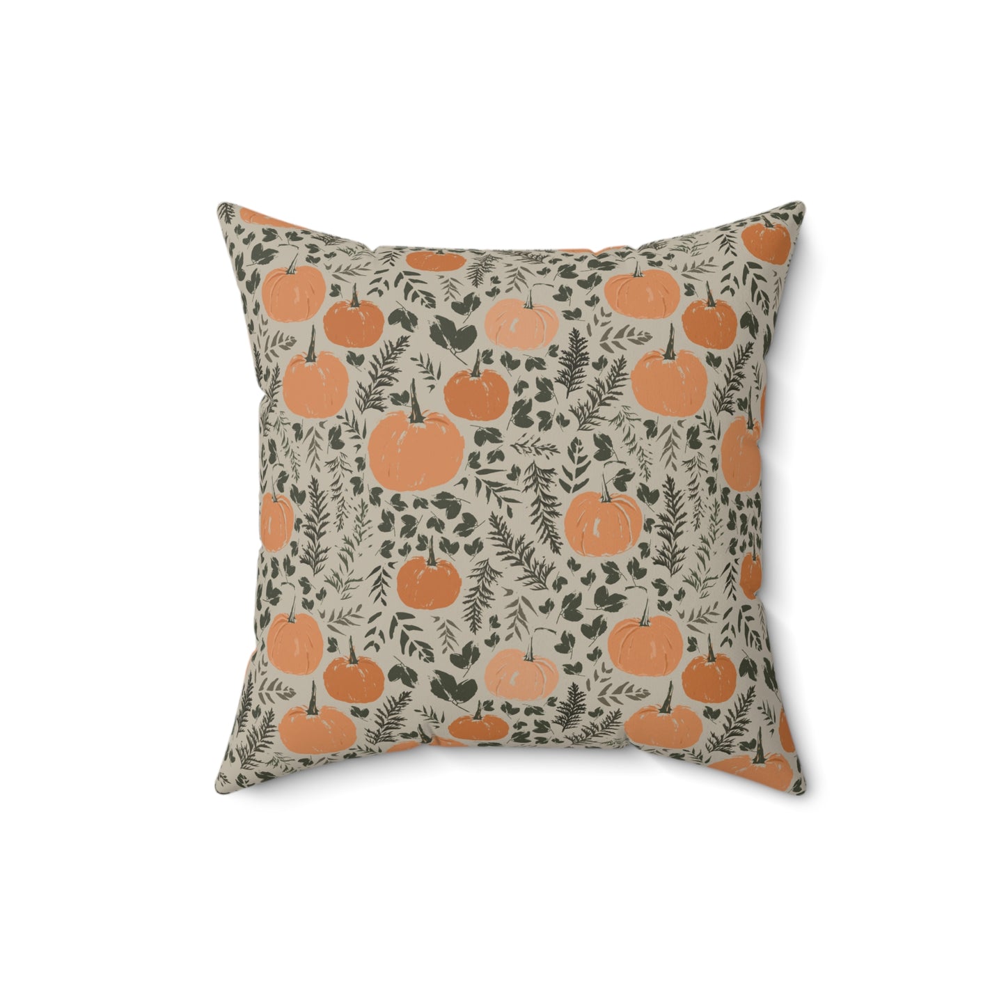 Pumpkin Patch Green Fall/ Halloween Spun Polyester Square Pillow