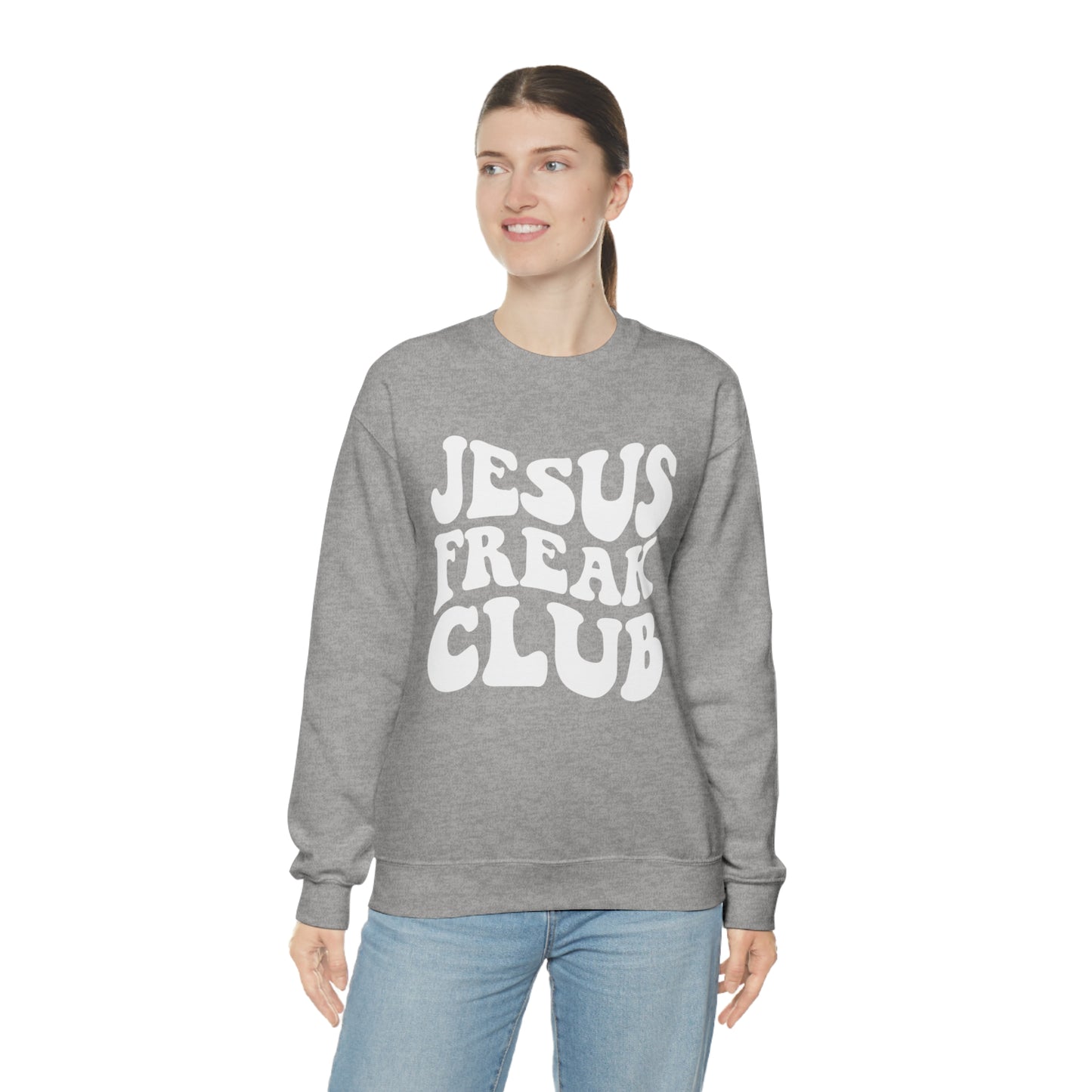 Vintage Jesus Freak Club White Logo Unisex Heavy Blend™ Crewneck Sweatshirt