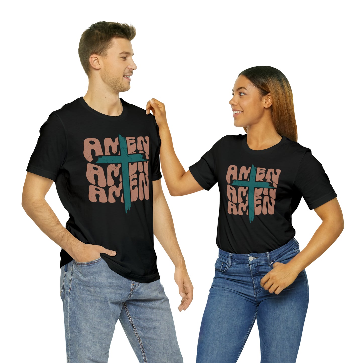 Amen Amen Amen with Cross Boho Color T-Shirt